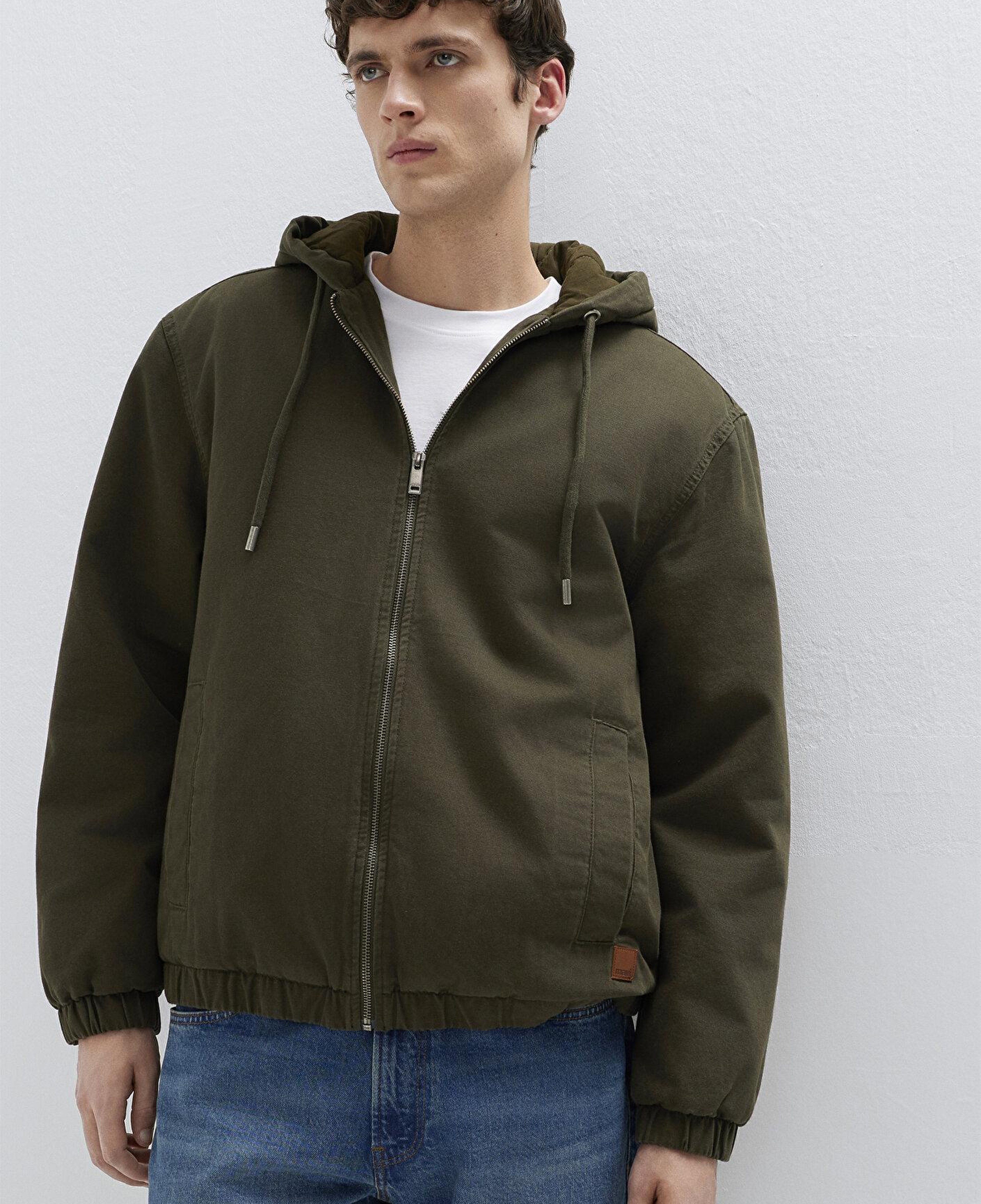 Mavi Kapüşonlu Kahverengi Ceket Loose Fit / Bol Rahat Kesim 0110953-86764