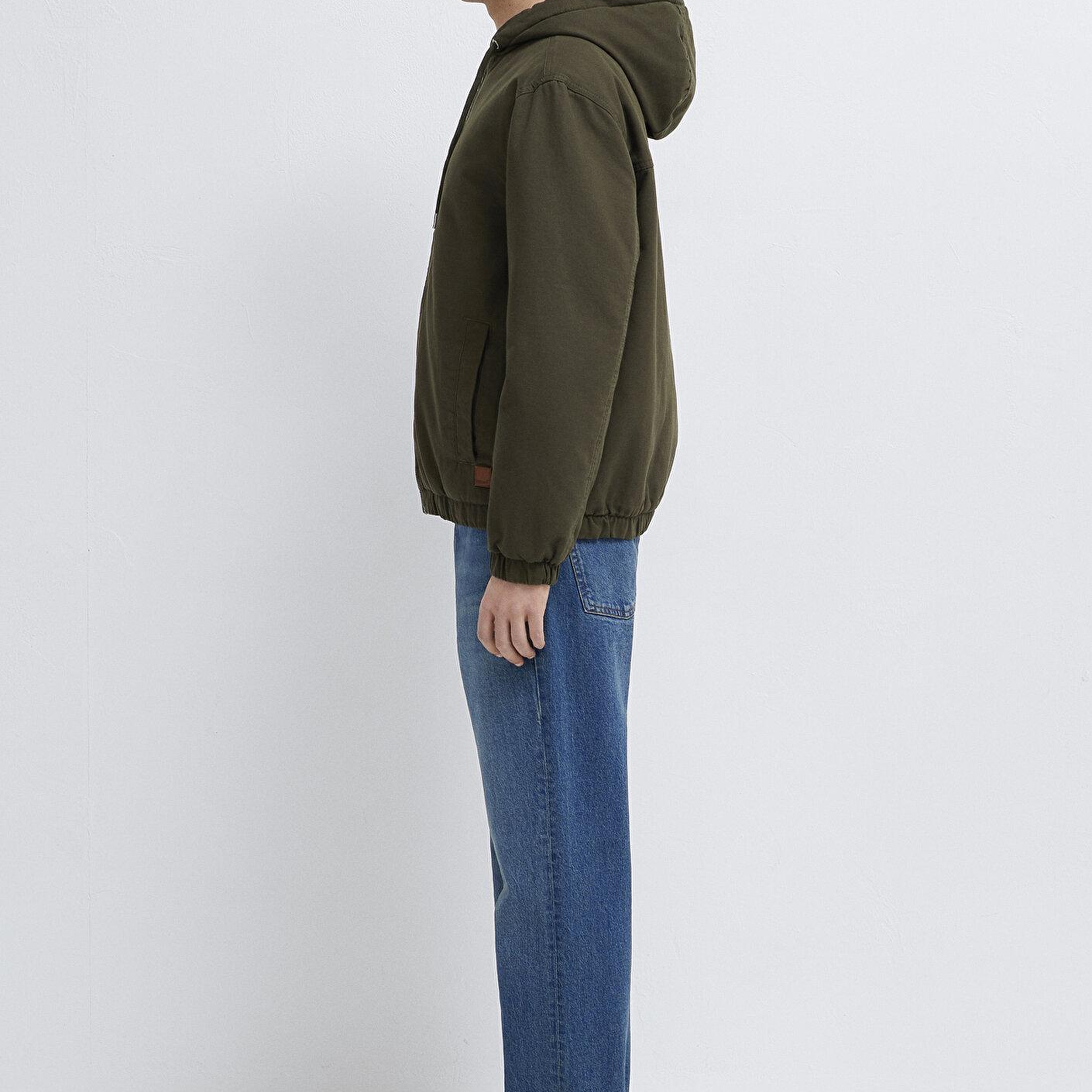 Mavi Kapüşonlu Kahverengi Ceket Loose Fit / Bol Rahat Kesim 0110953-86764