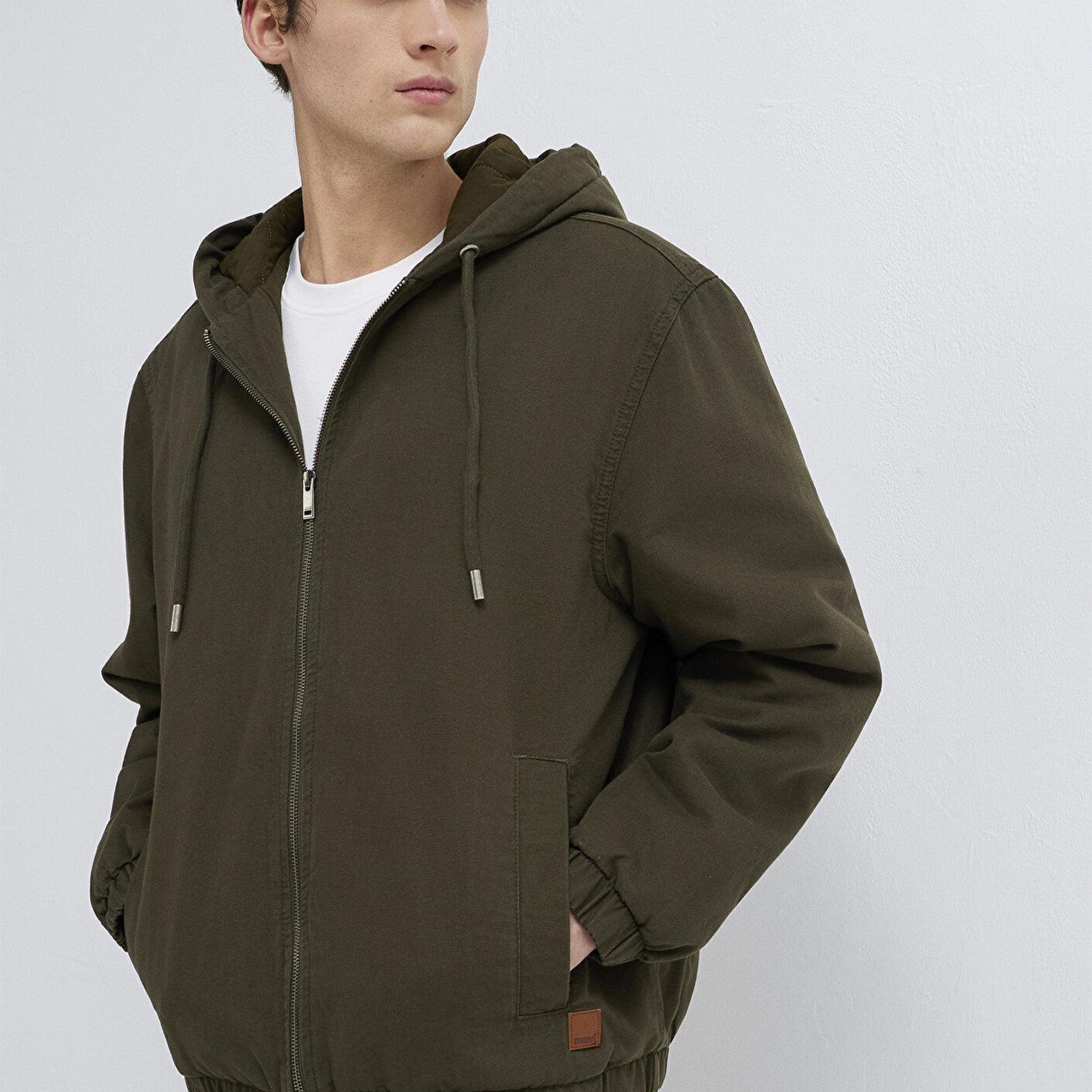 Mavi Kapüşonlu Kahverengi Ceket Loose Fit / Bol Rahat Kesim 0110953-86764