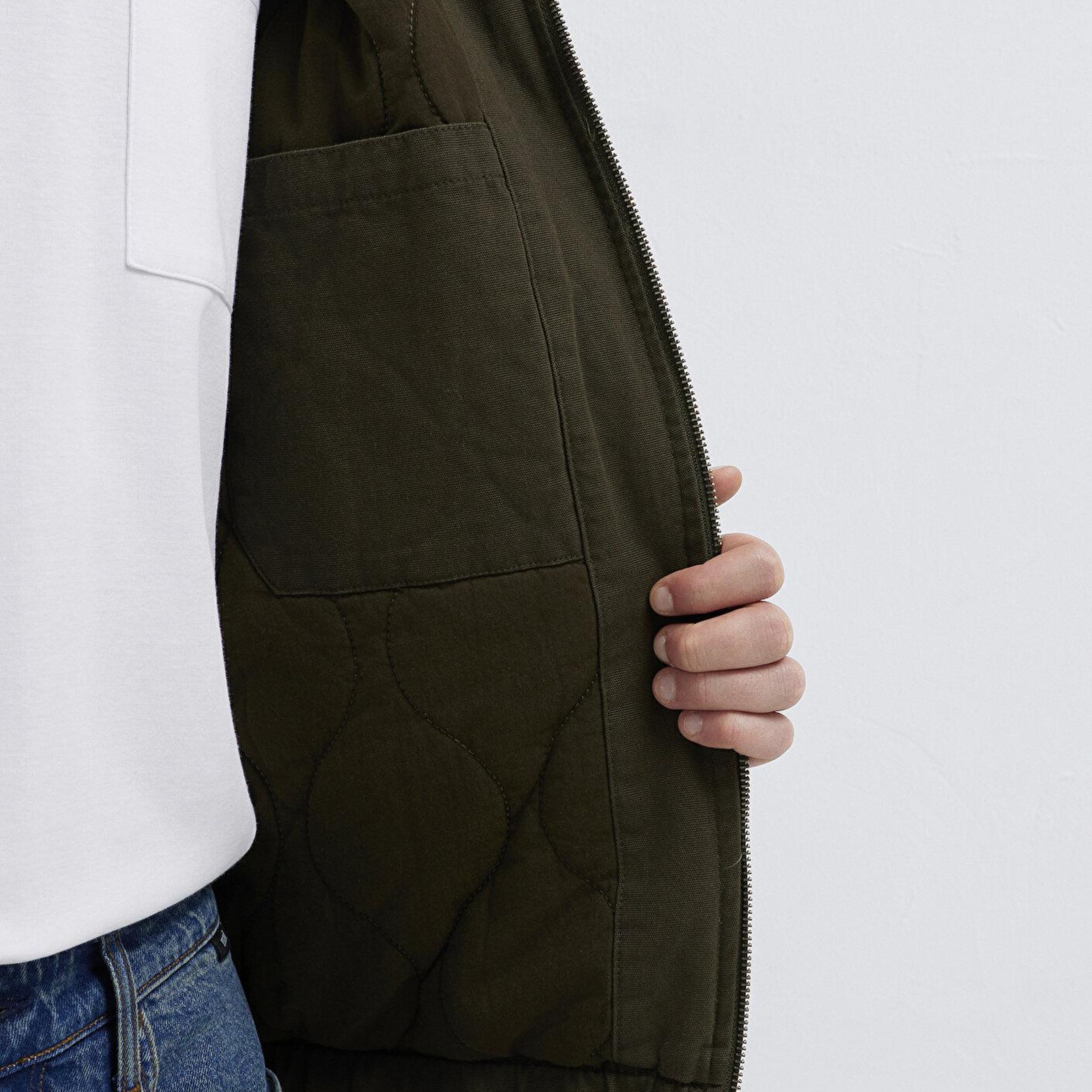 Mavi Kapüşonlu Kahverengi Ceket Loose Fit / Bol Rahat Kesim 0110953-86764