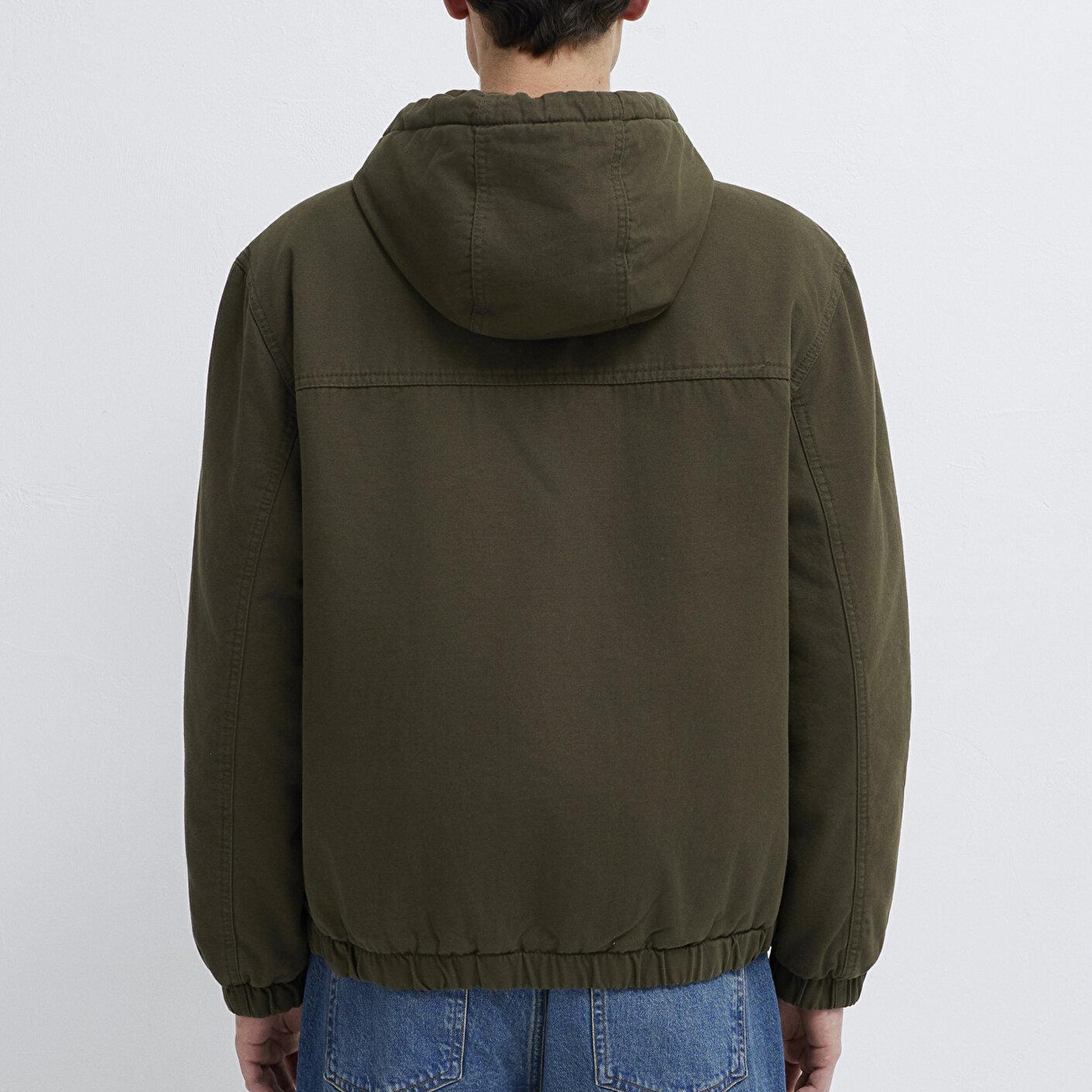 Mavi Kapüşonlu Kahverengi Ceket Loose Fit / Bol Rahat Kesim 0110953-86764