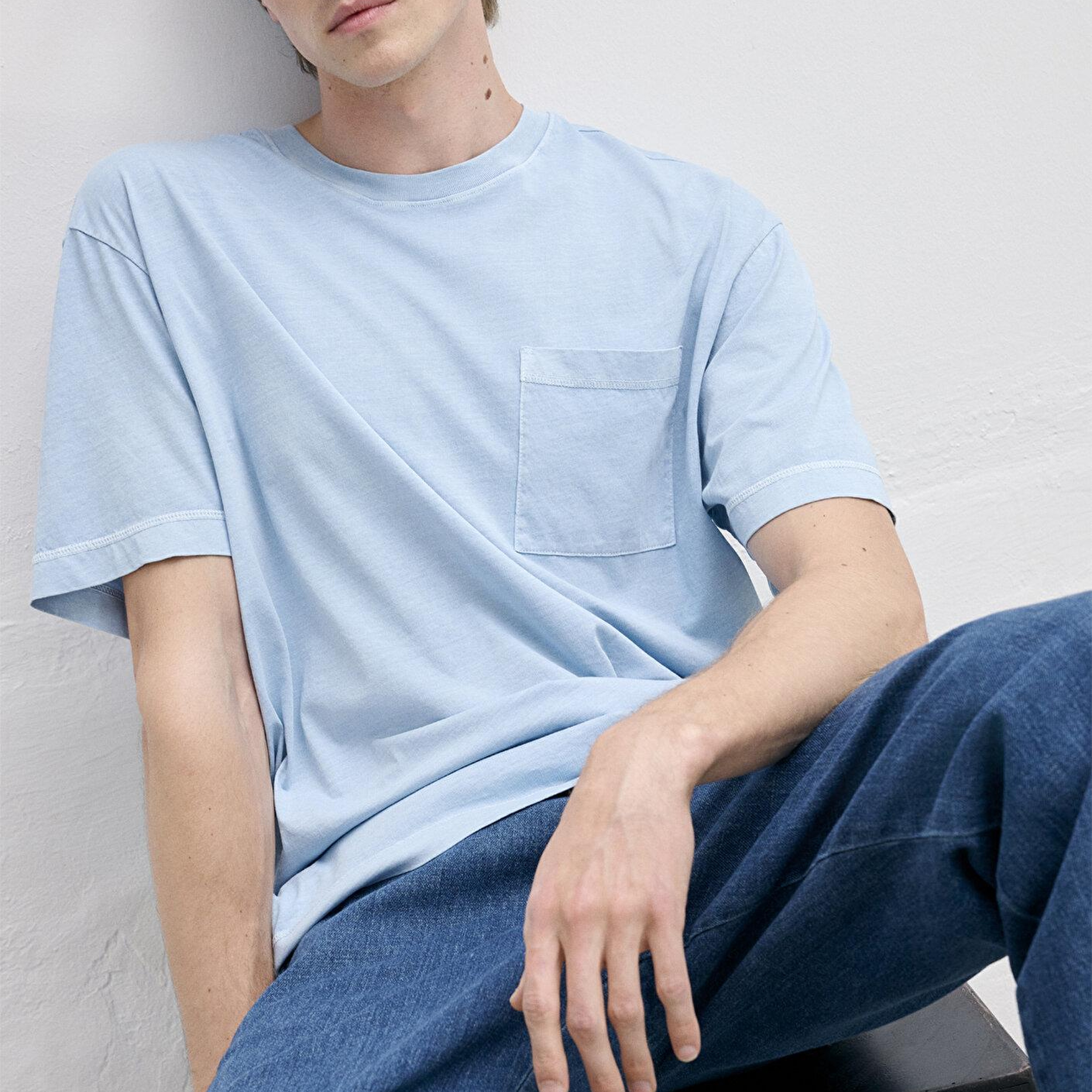Mavi Cepli Mavi Basic Tişört Loose Fit / Bol Rahat Kesim 0613643-70815