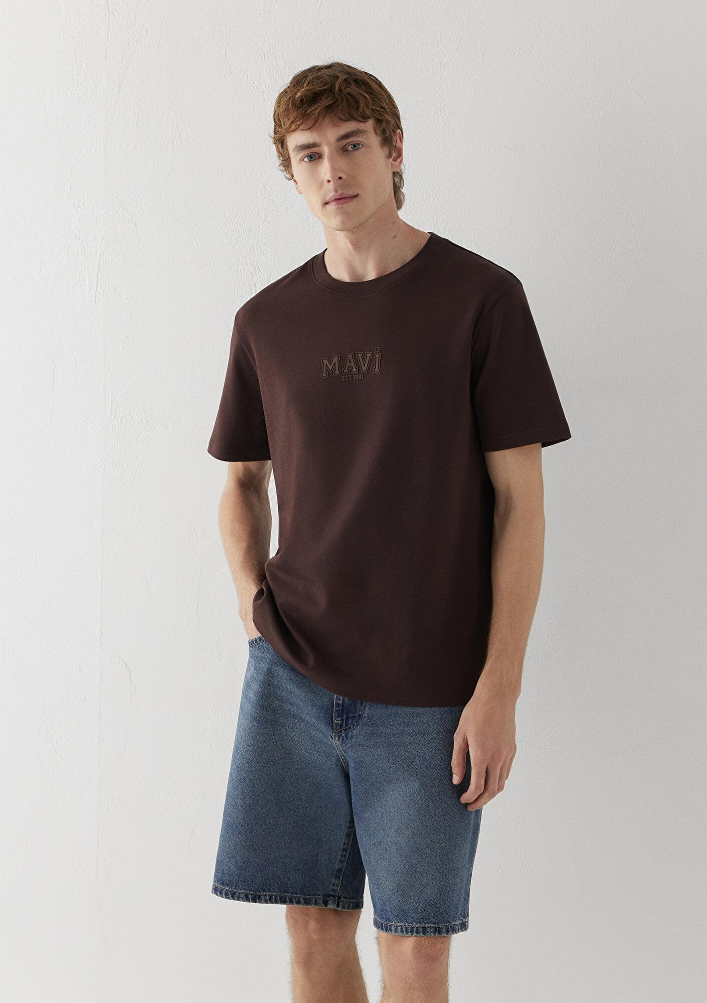 Mavi Mavi Logo Kahverengi Tişört Regular Fit / Normal Kesim 0613662-88083