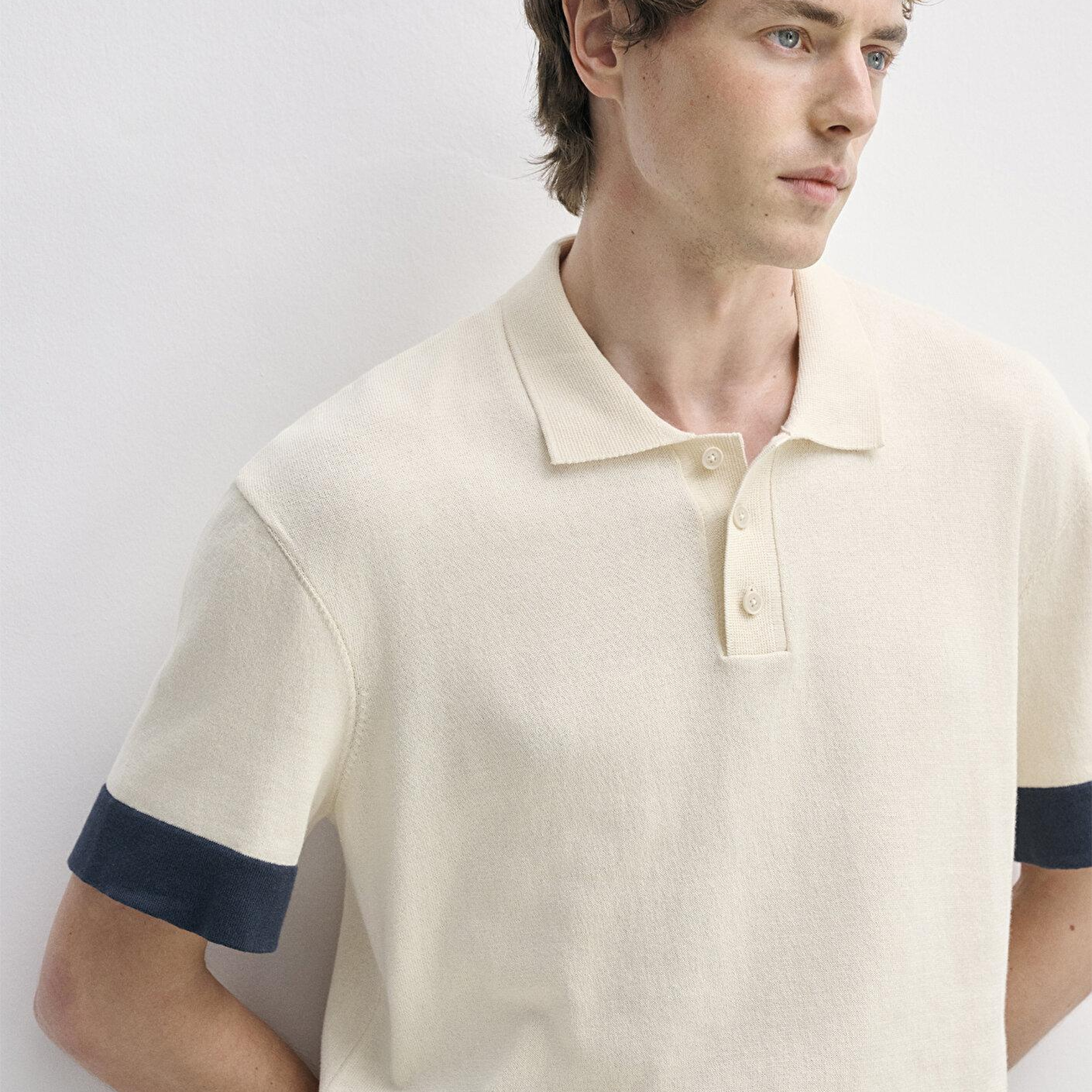 Mavi Bej Triko Polo Tişört 0710499-70055