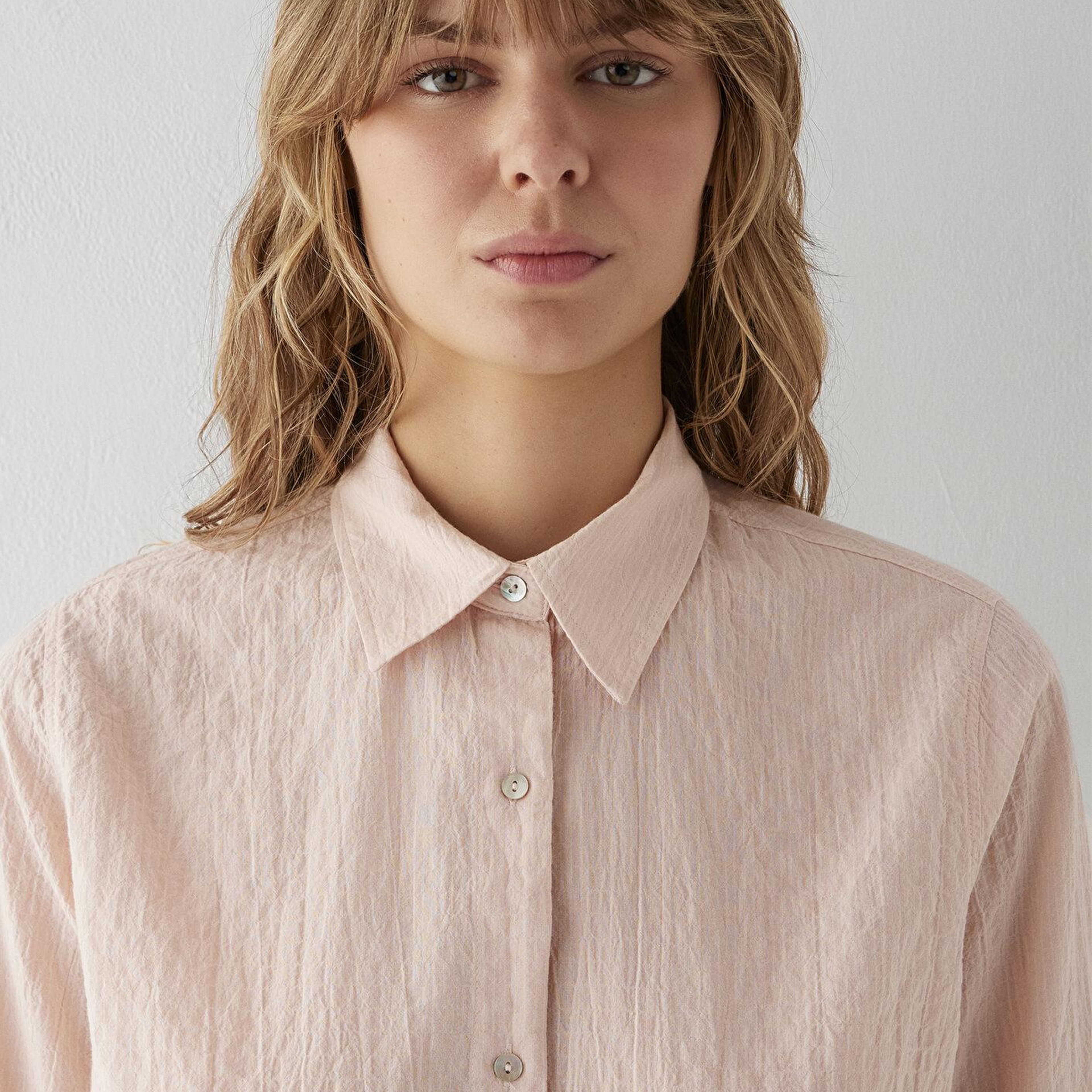 Mavi Pembe Gömlek Loose Fit / Bol Rahat Kesim 1211598-91762