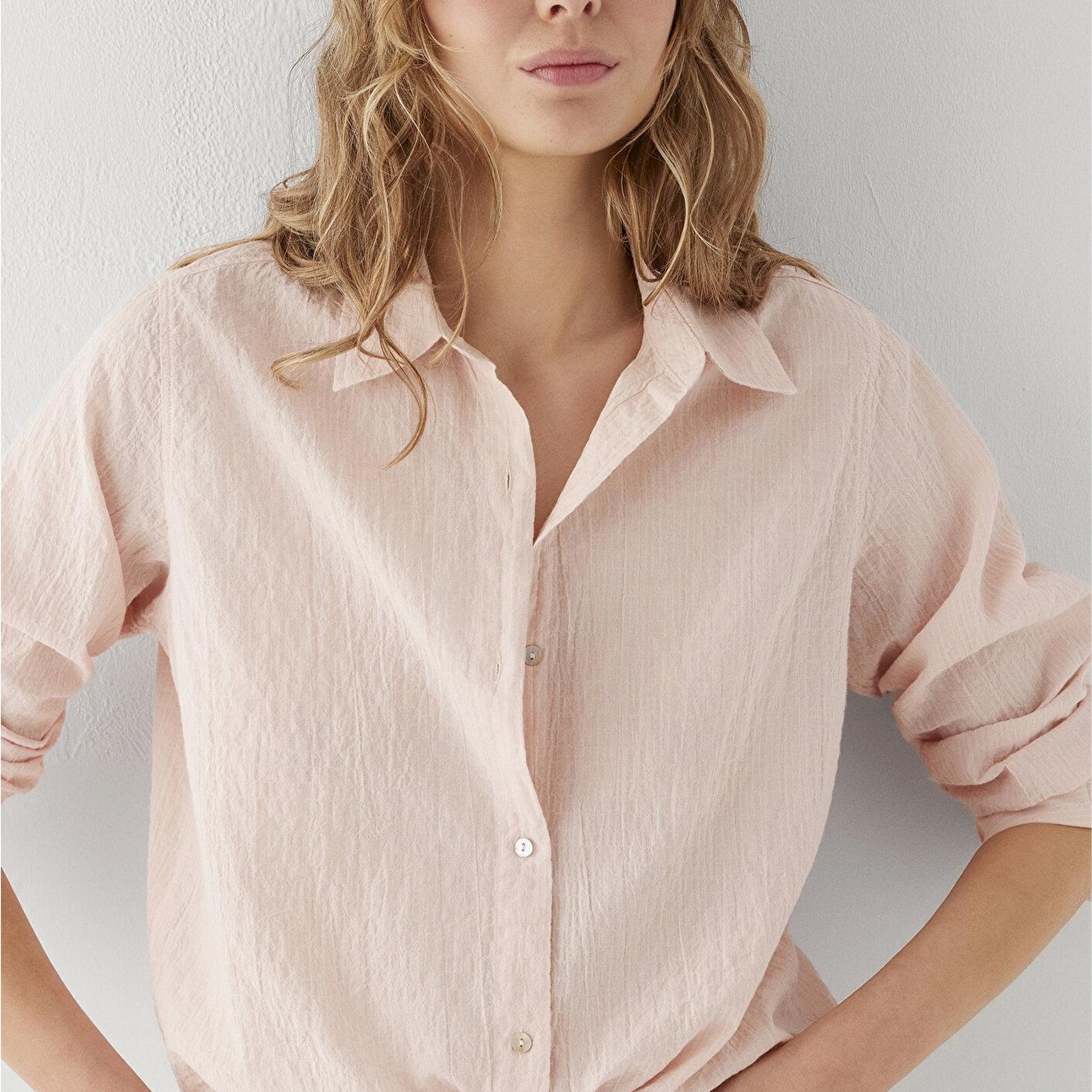 Mavi Pembe Gömlek Loose Fit / Bol Rahat Kesim 1211598-91762