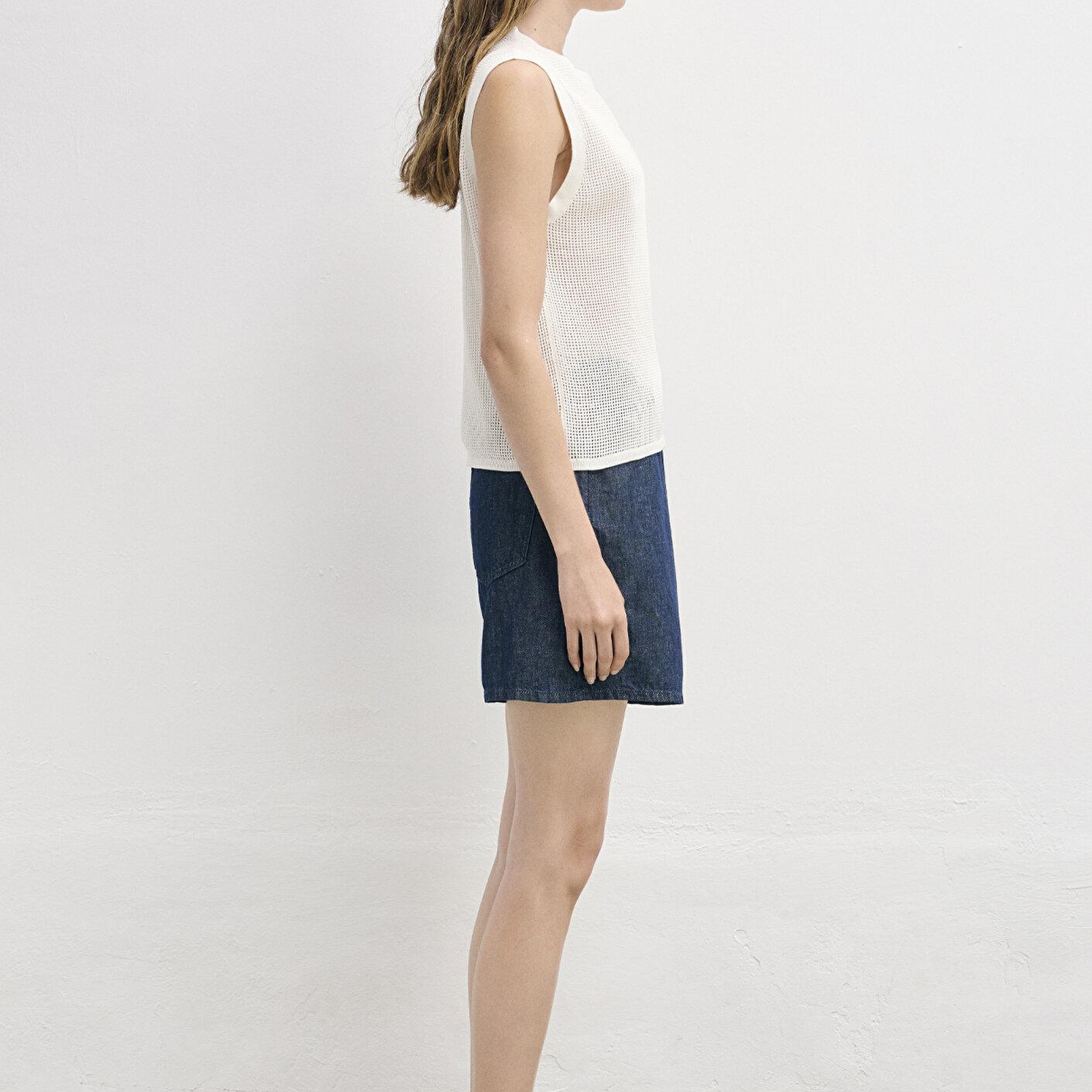 Mavi Ekru Kolsuz Triko Slim Fit / Dar Kesim 1711003-70057