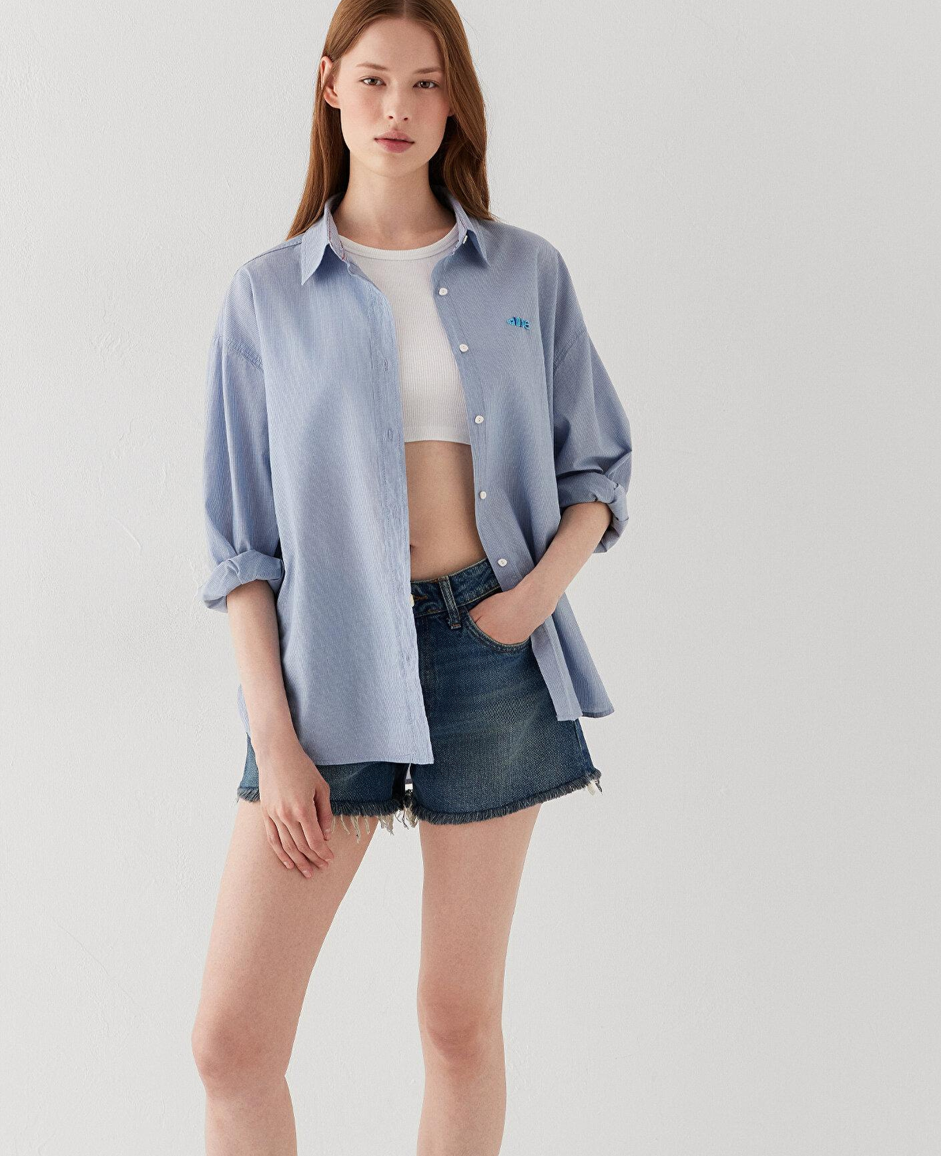 Mavi Mavi Gömlek Oversize / Geniş Kesim 1211222-81489