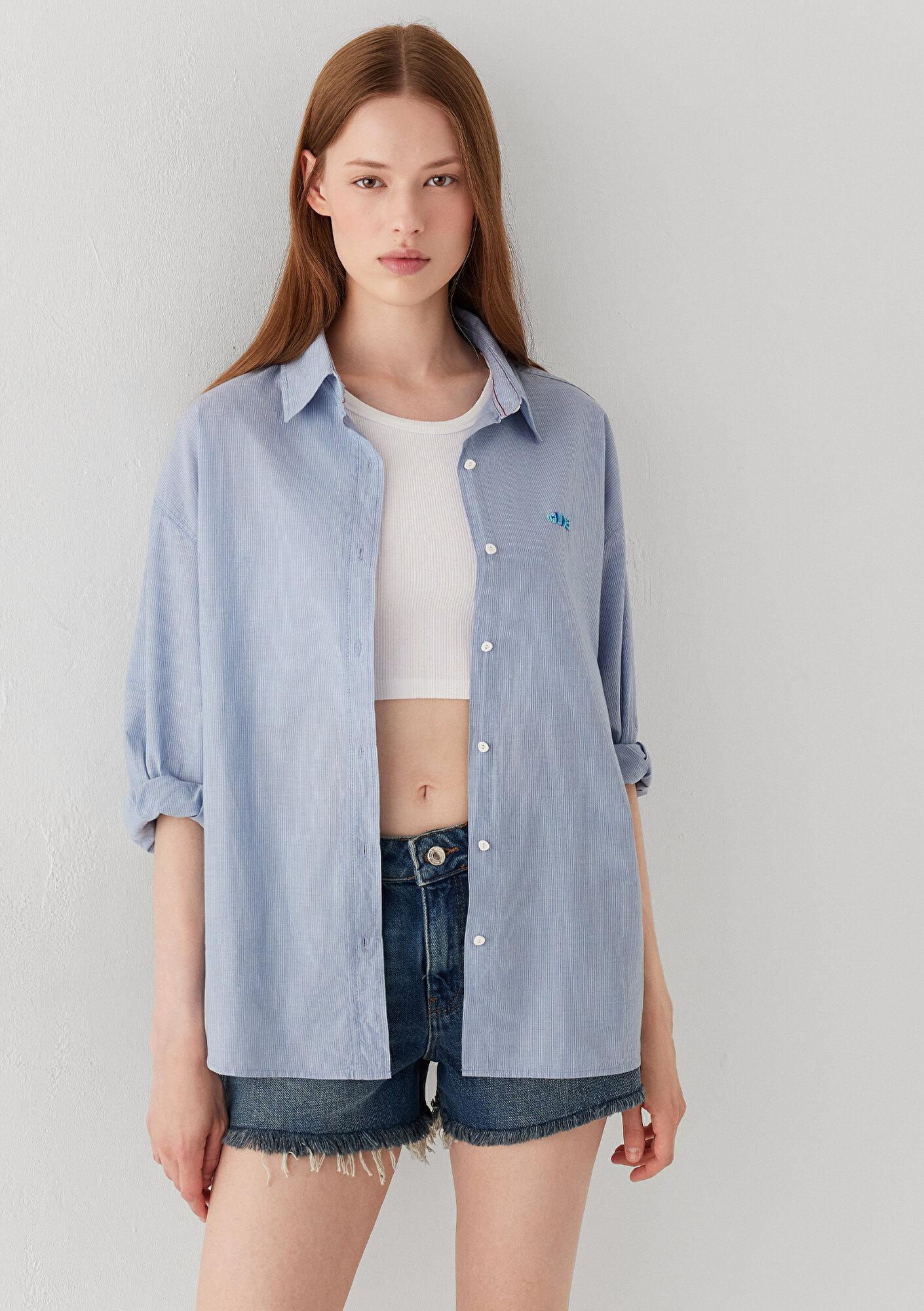 Mavi Mavi Gömlek Oversize / Geniş Kesim 1211222-81489