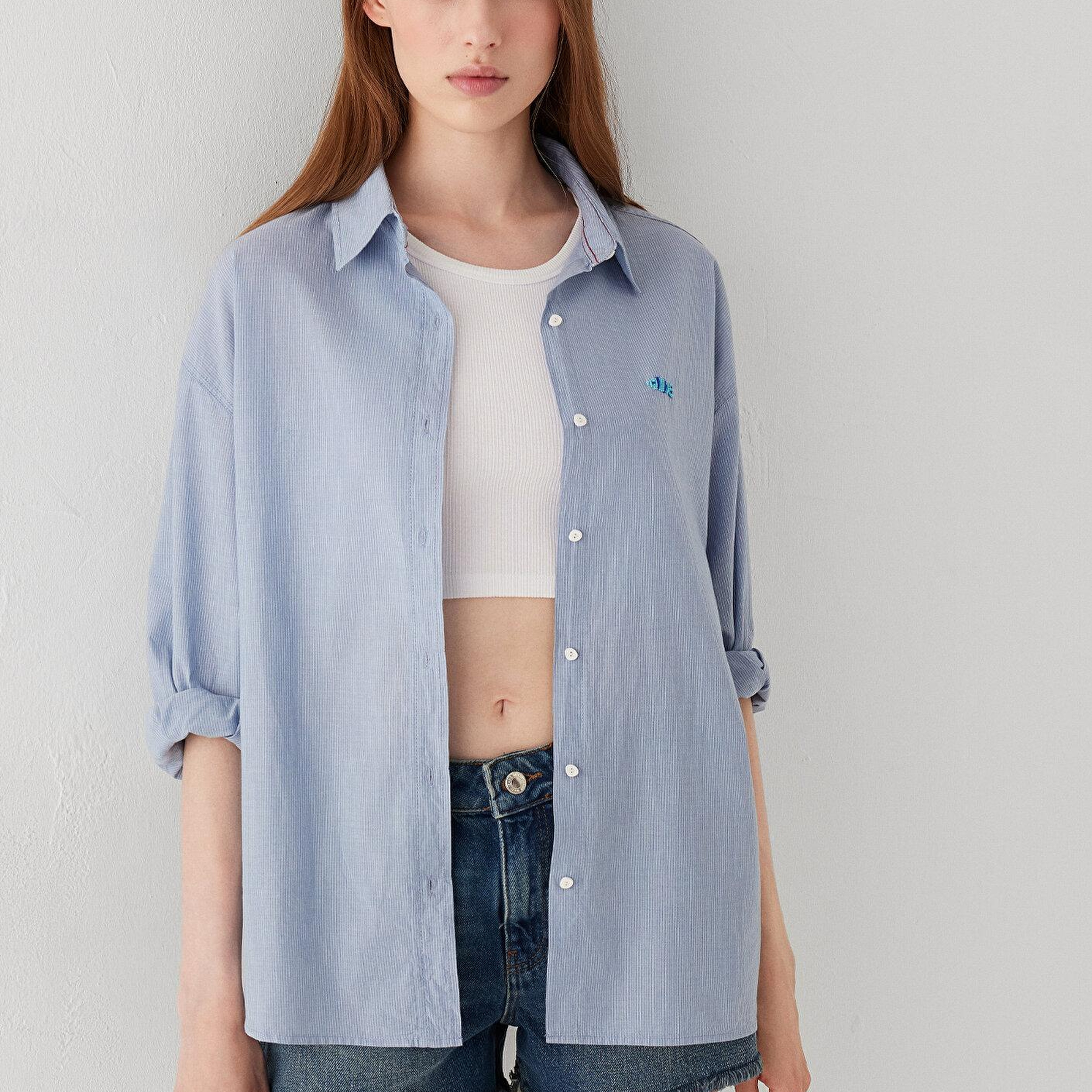 Mavi Mavi Gömlek Oversize / Geniş Kesim 1211222-81489