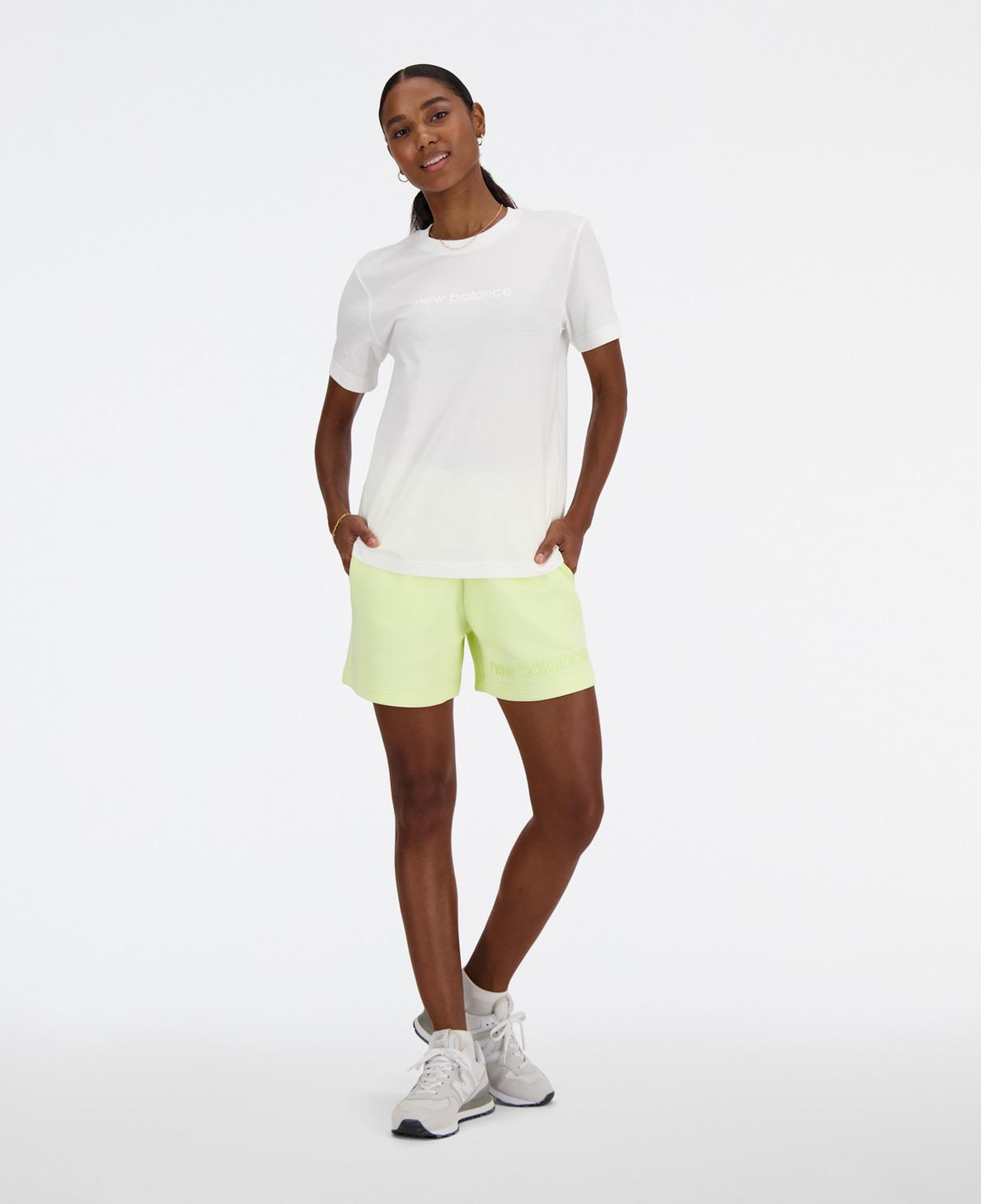 New Balance Hyperembossed Kadın Sarı Antrenman Şort