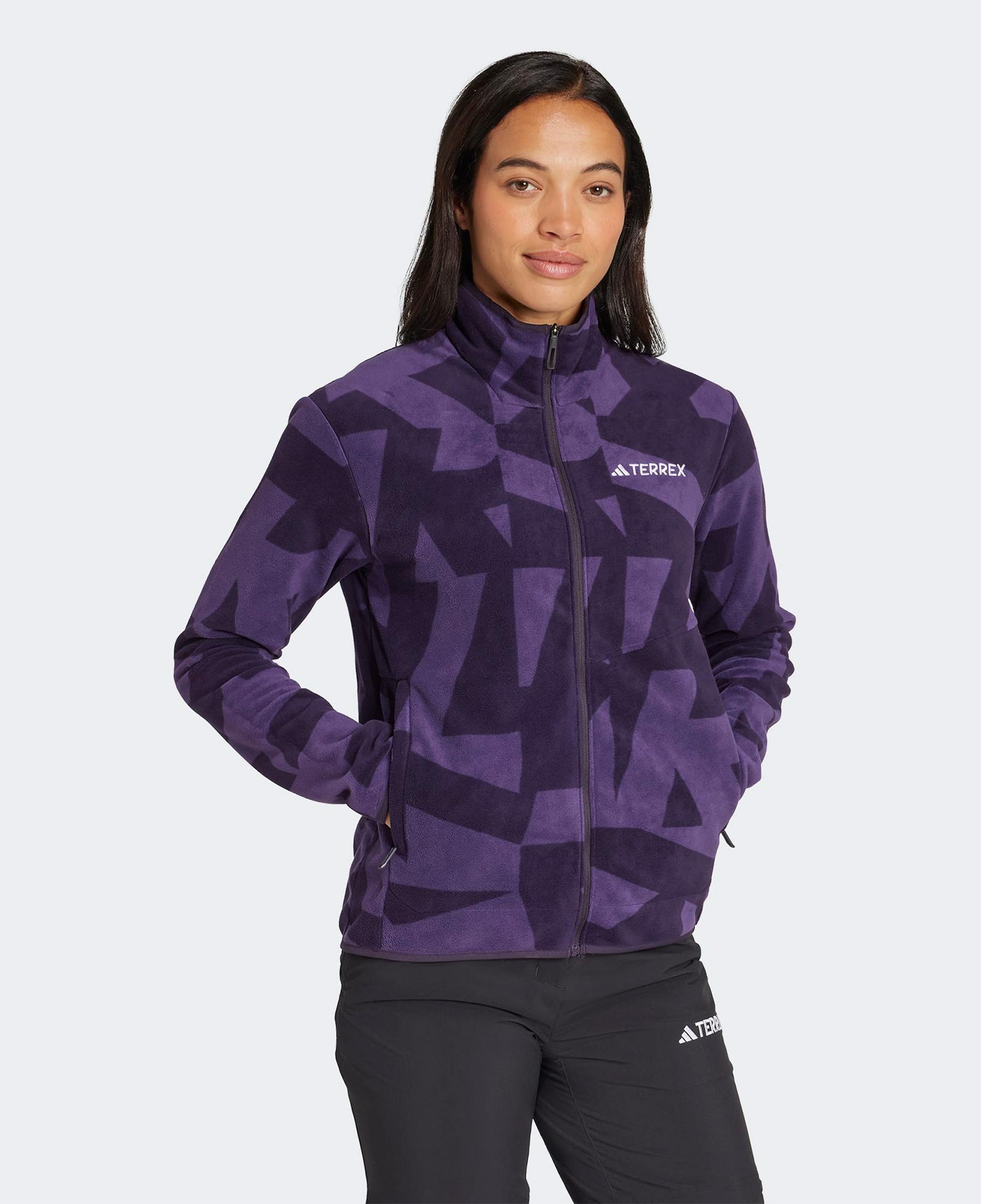 adidas Terrex Multi Printed Full Zip Fleece Kadın Mor Yürüyüş Polar
