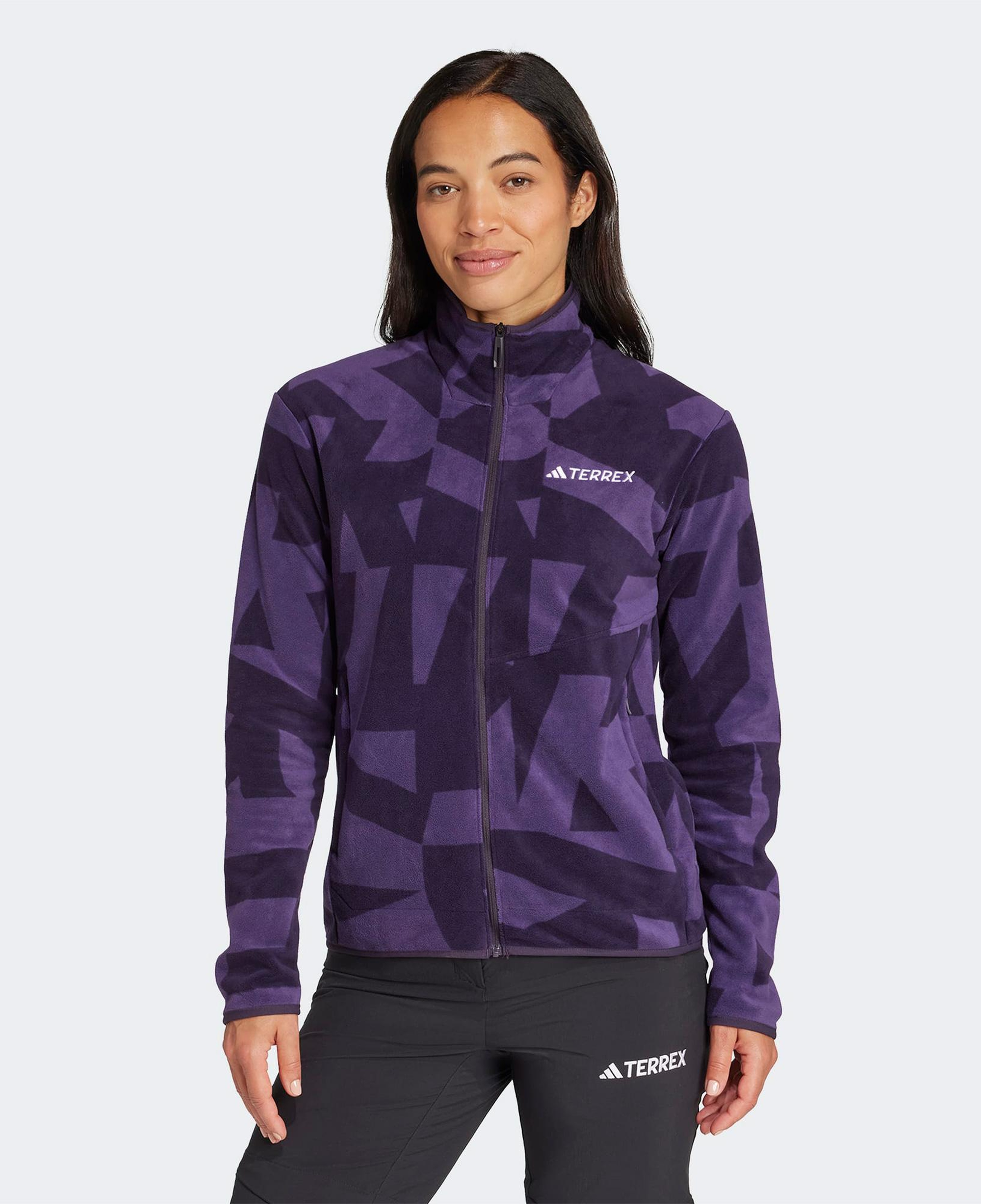 adidas Terrex Multi Printed Full Zip Fleece Kadın Mor Yürüyüş Polar