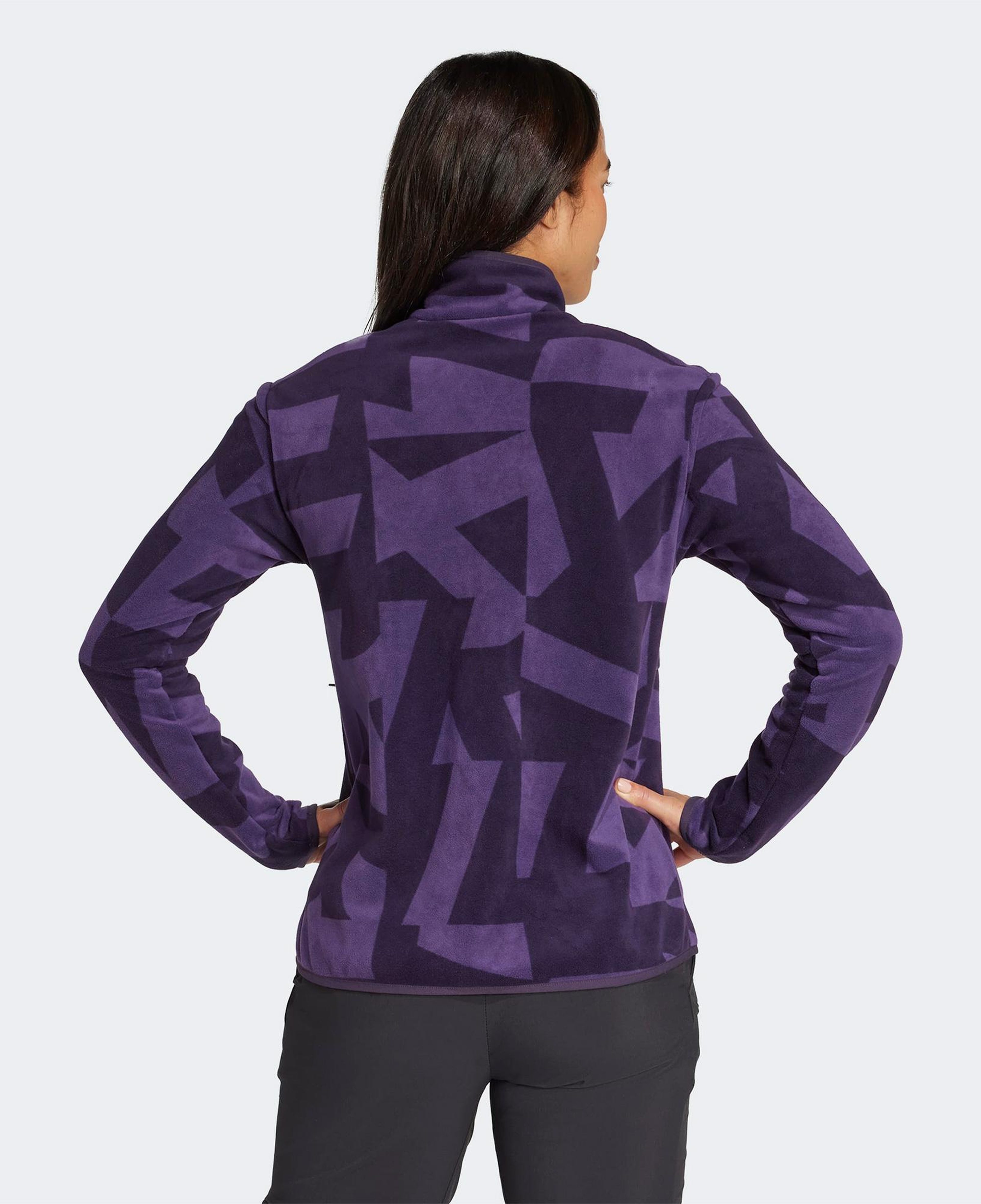 adidas Terrex Multi Printed Full Zip Fleece Kadın Mor Yürüyüş Polar