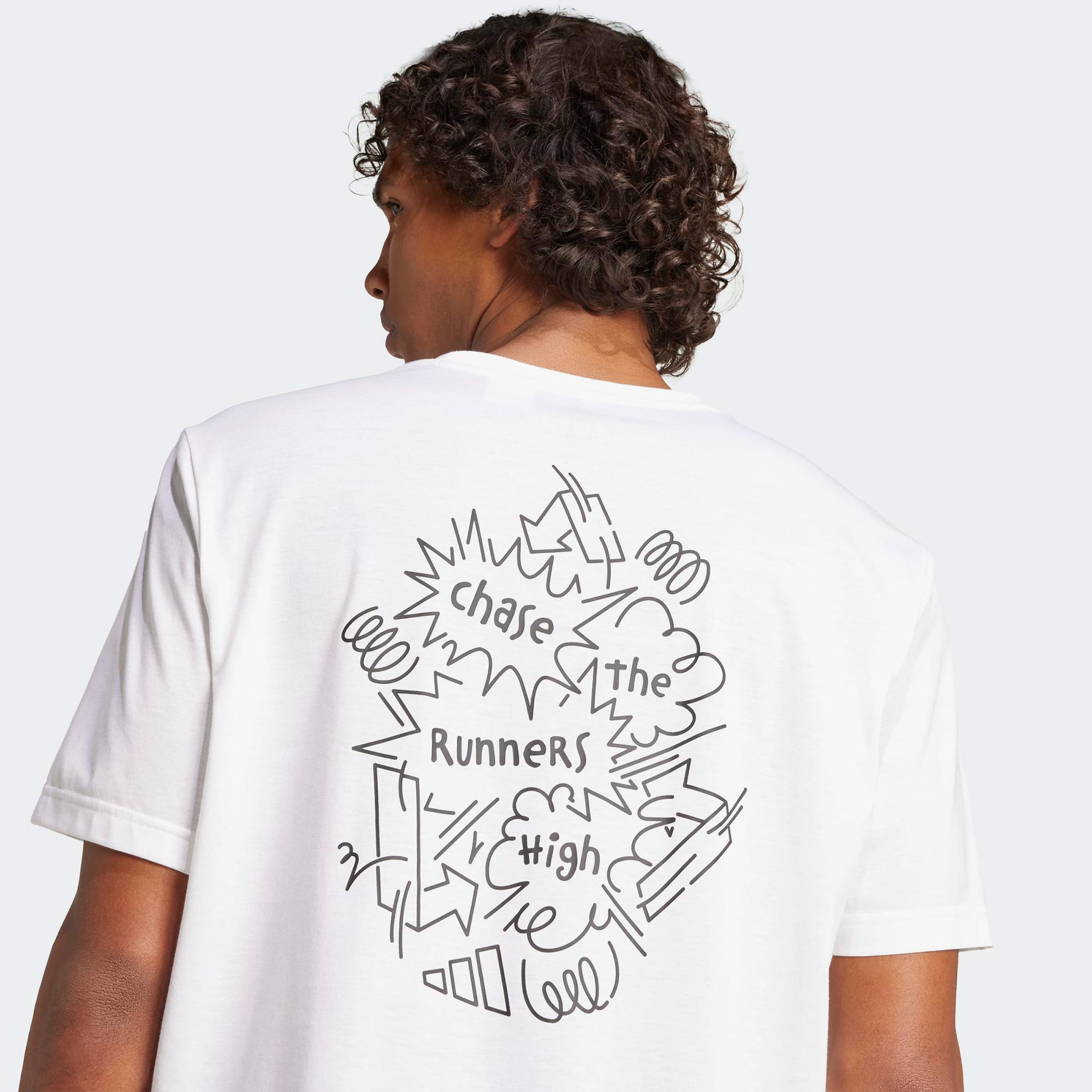 adidas Running Chase The Runners High Graphic Erkek Beyaz Koşu T-Shirt