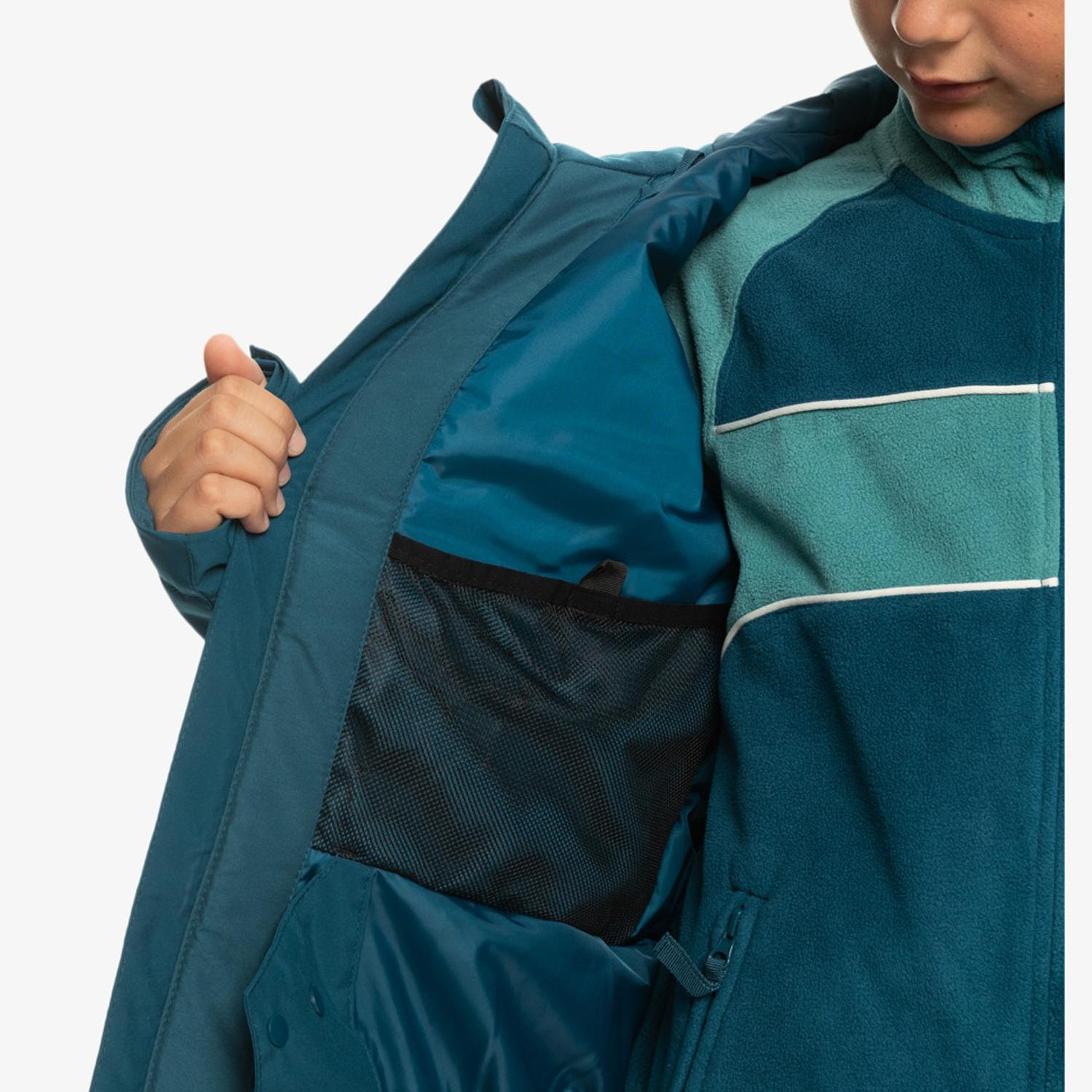Quiksilver Mission Printed Block Youth Erkek Çocuk Mavi Snowboard Ceketi