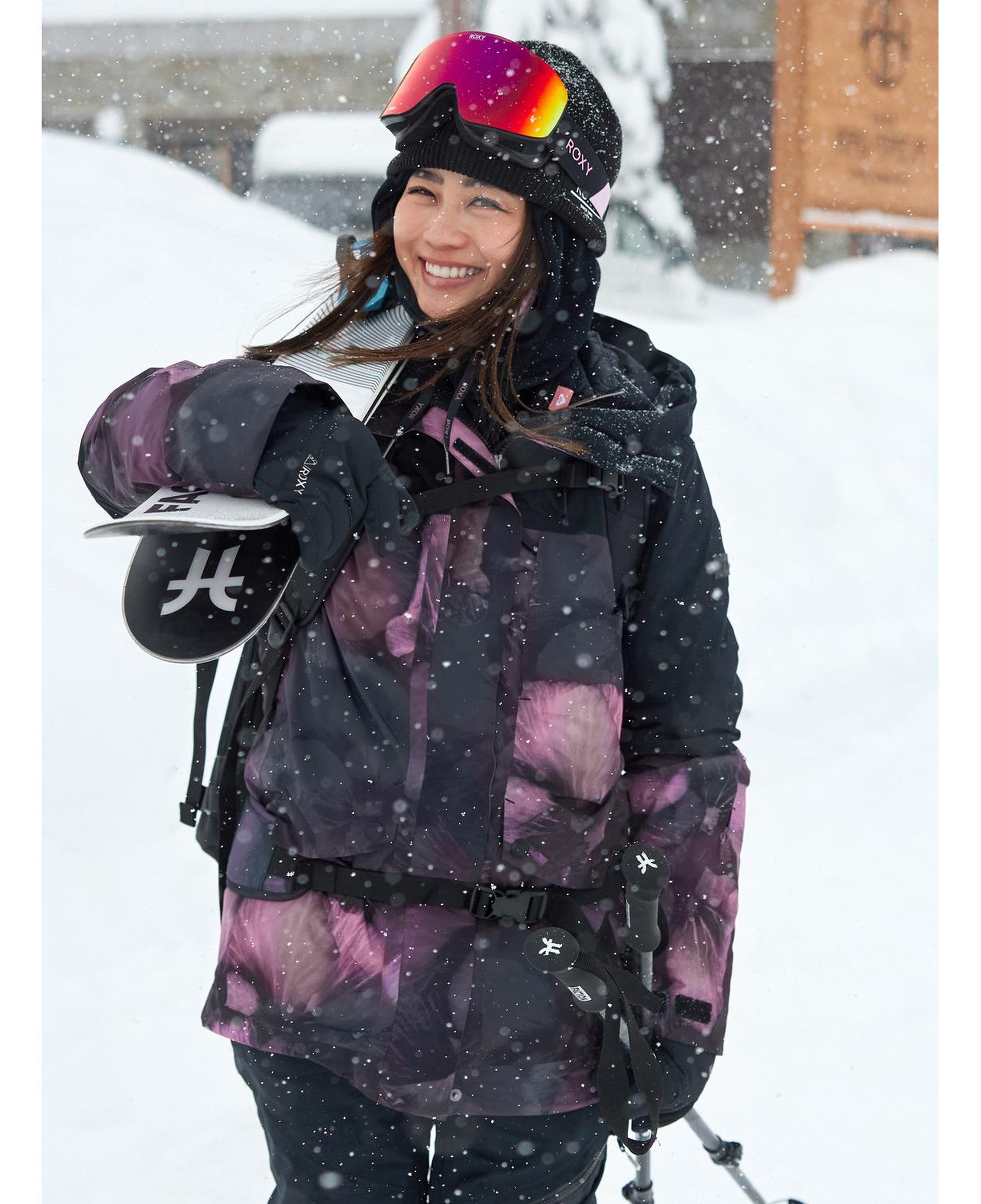 Roxy Gore-Tex Glade Printed Kadın Siyah Snowboard Ceketi