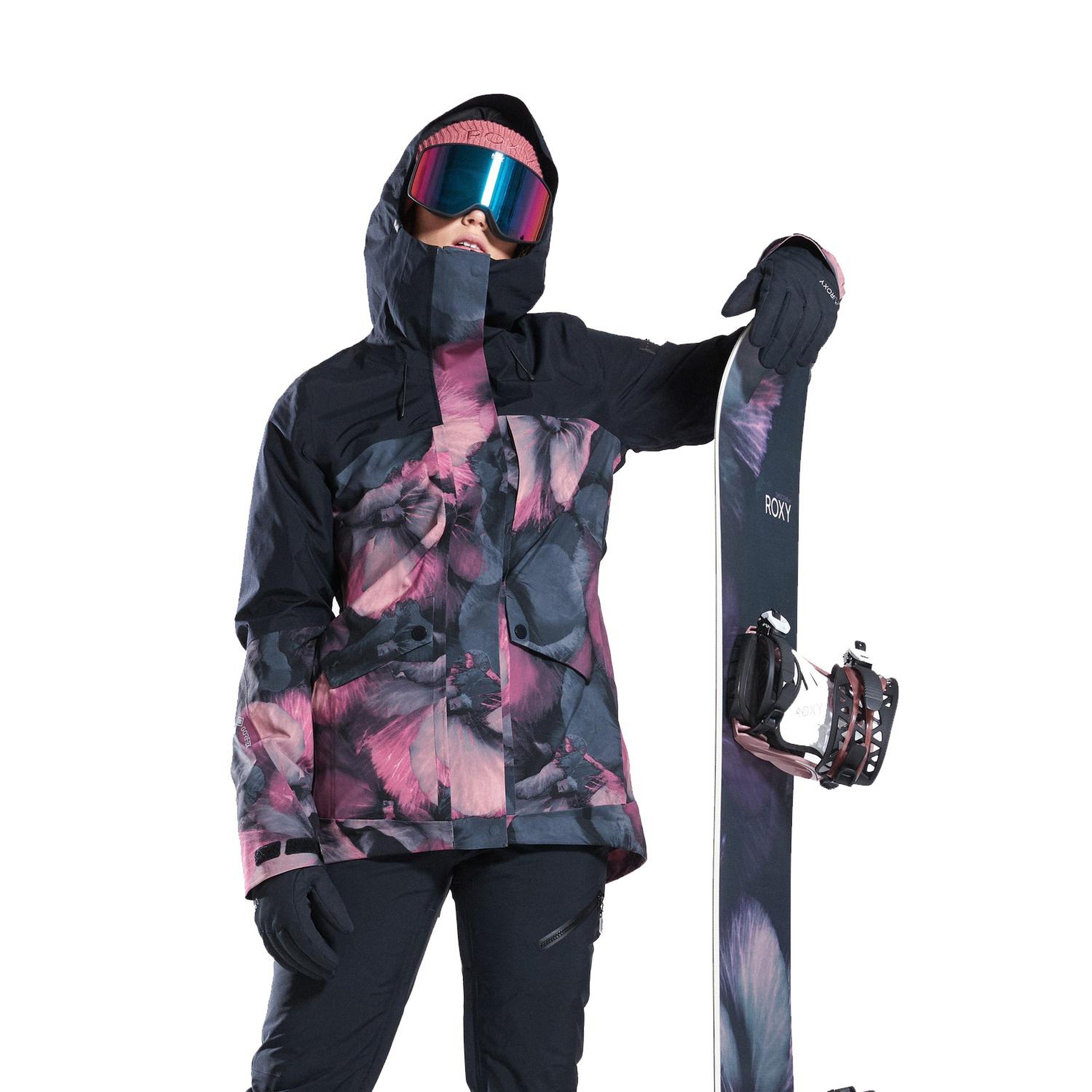 Roxy Gore-Tex Glade Printed Kadın Siyah Snowboard Ceketi