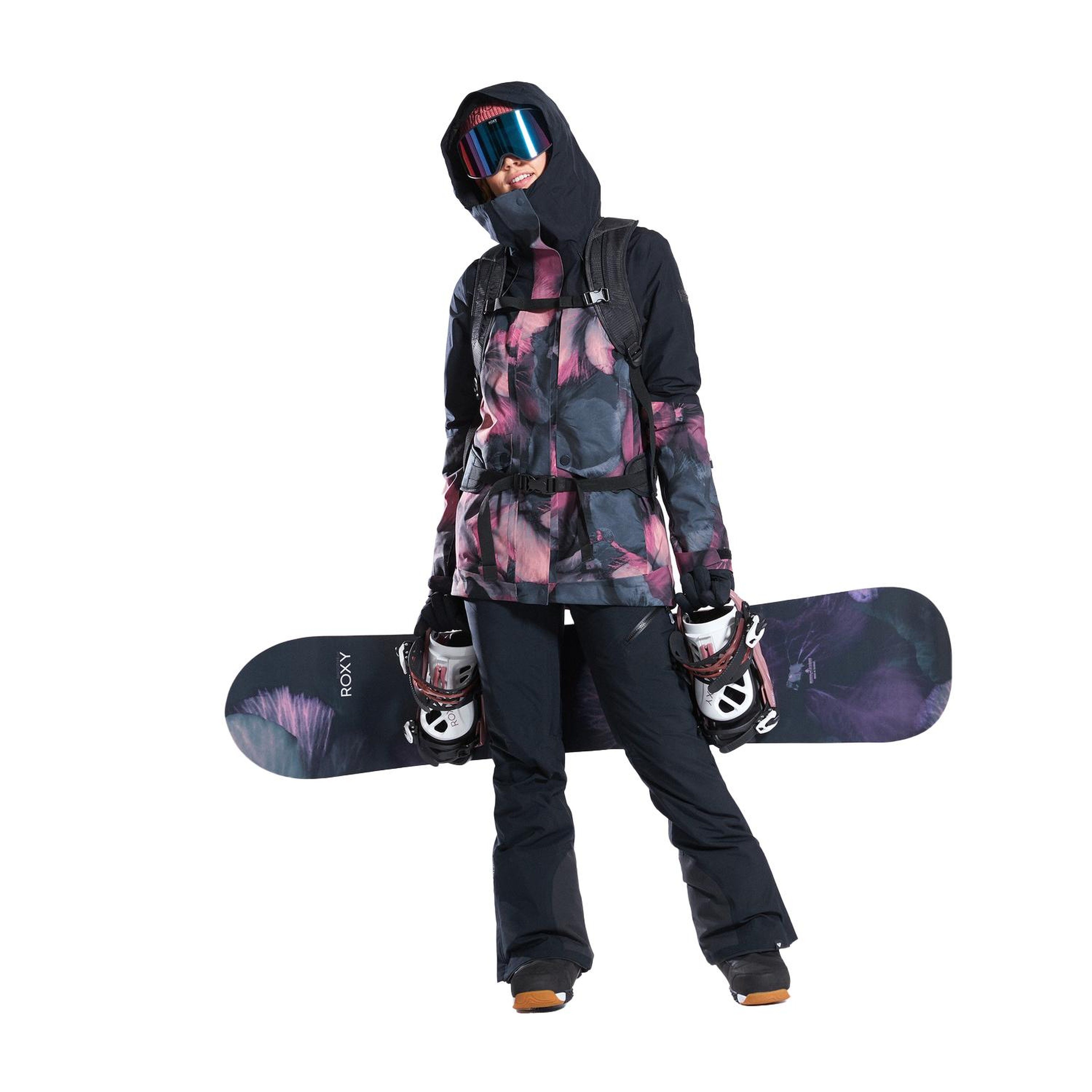 Roxy Gore-Tex Glade Printed Kadın Siyah Snowboard Ceketi