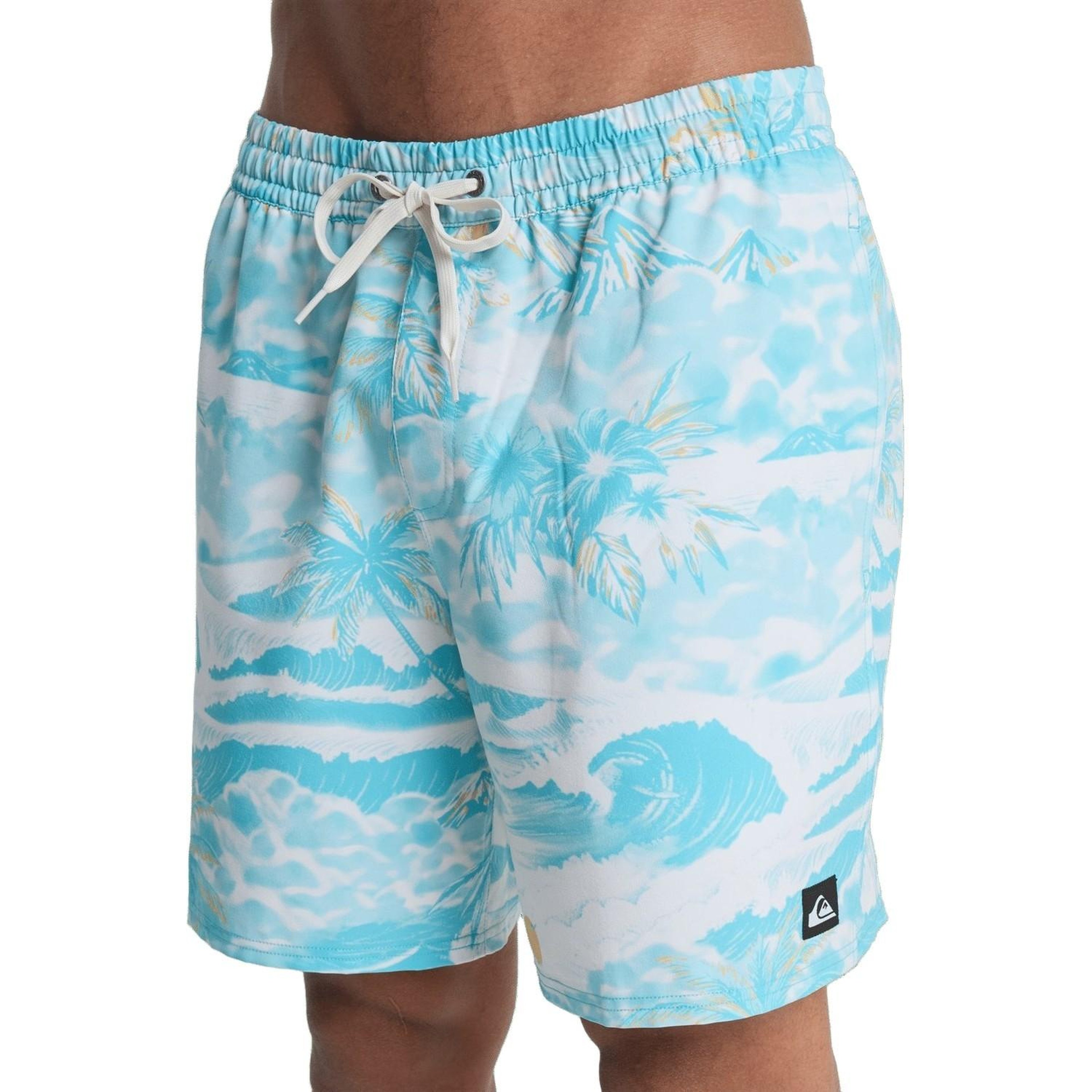 Quiksilver Stretch Printed Erkek Mavi Volley Short