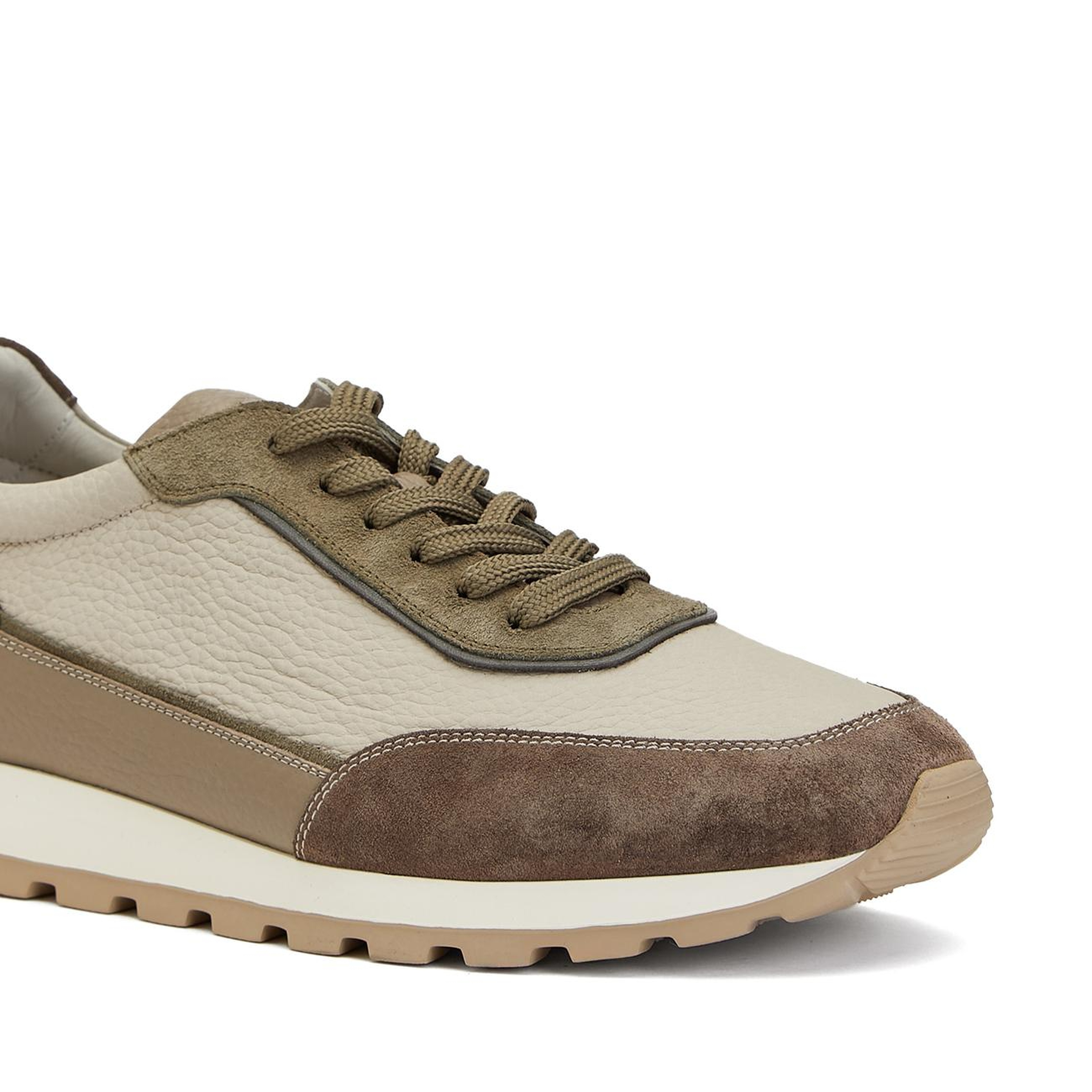 Divarese Erkek Ekru Haki Deri Sneaker
