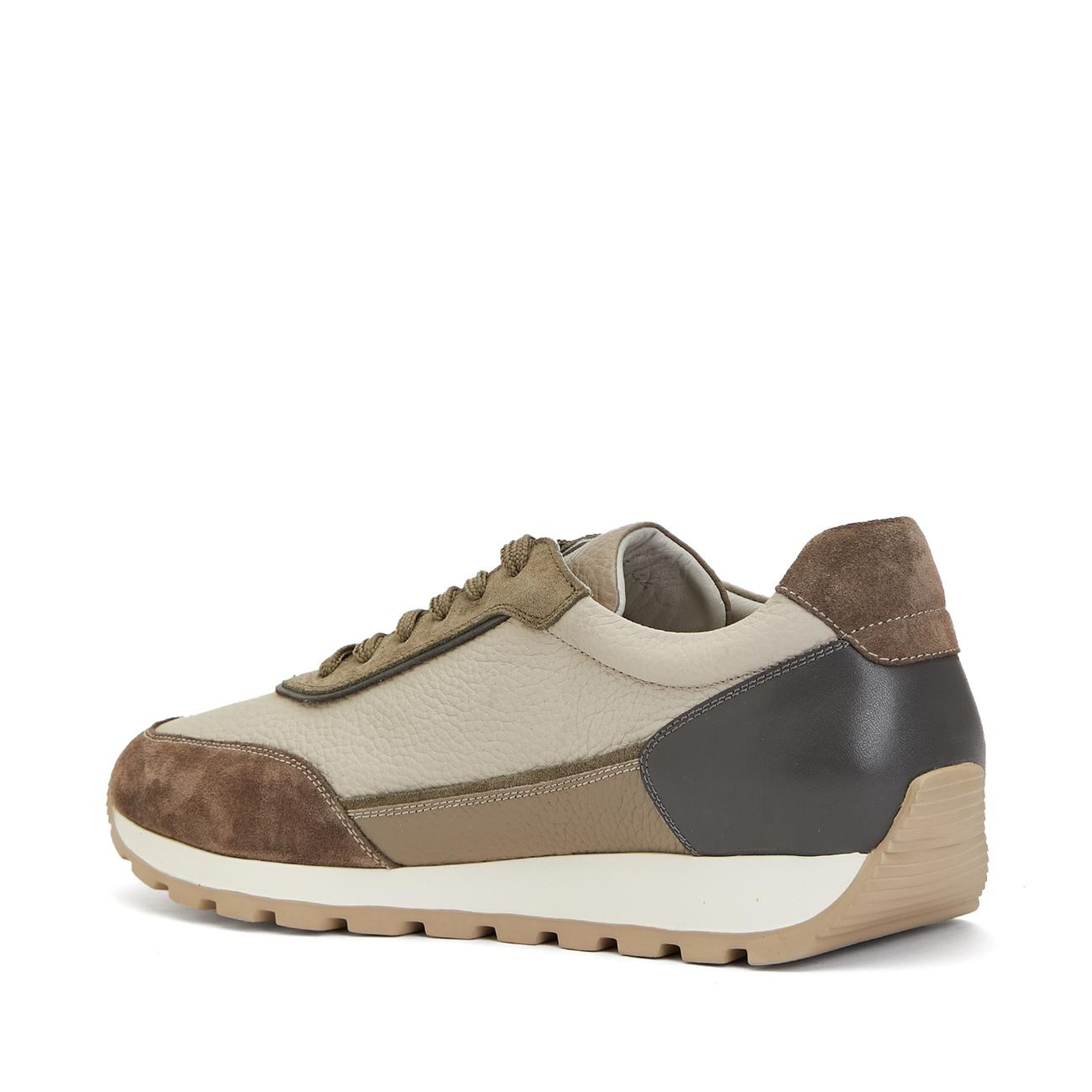 Divarese Erkek Ekru Haki Deri Sneaker