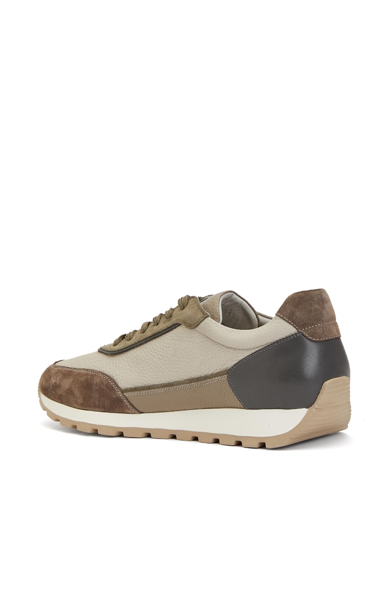 Divarese Erkek Ekru Haki Deri Sneaker