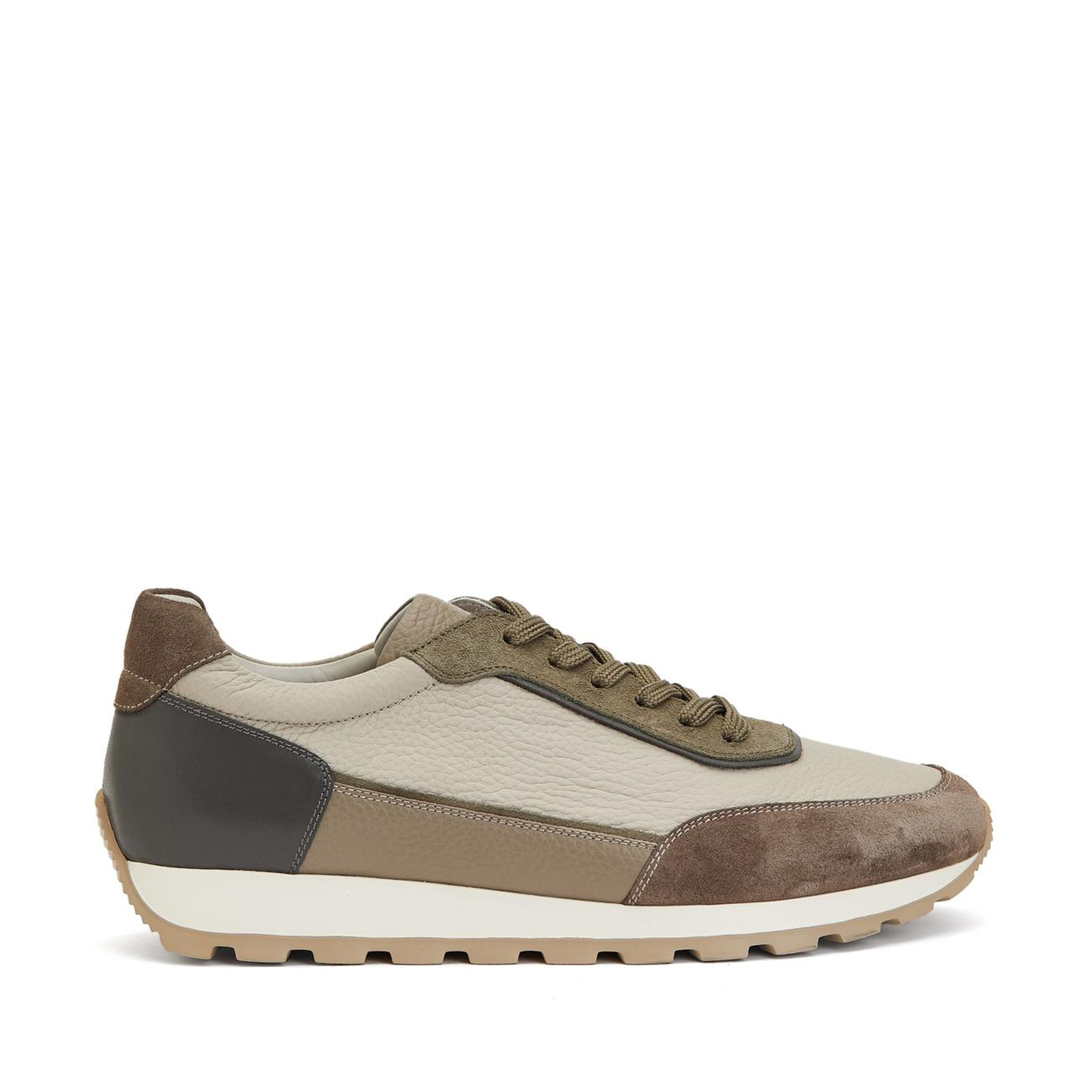 Divarese Erkek Ekru Haki Deri Sneaker