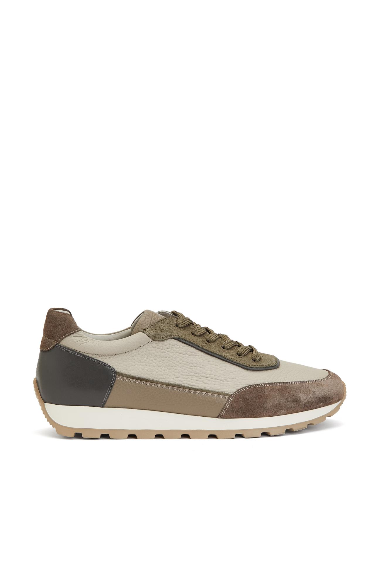 Divarese Erkek Ekru Haki Deri Sneaker