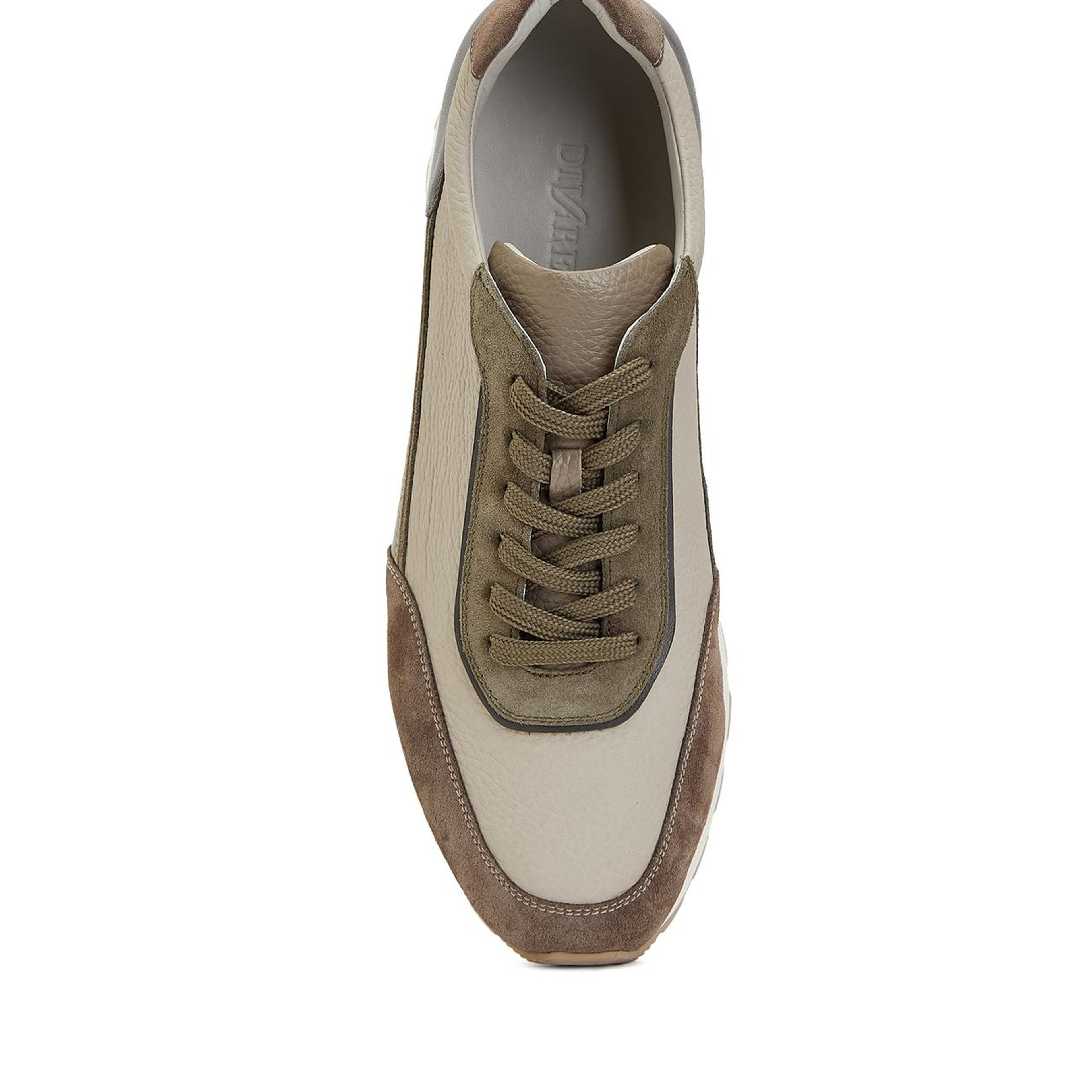 Divarese Erkek Ekru Haki Deri Sneaker