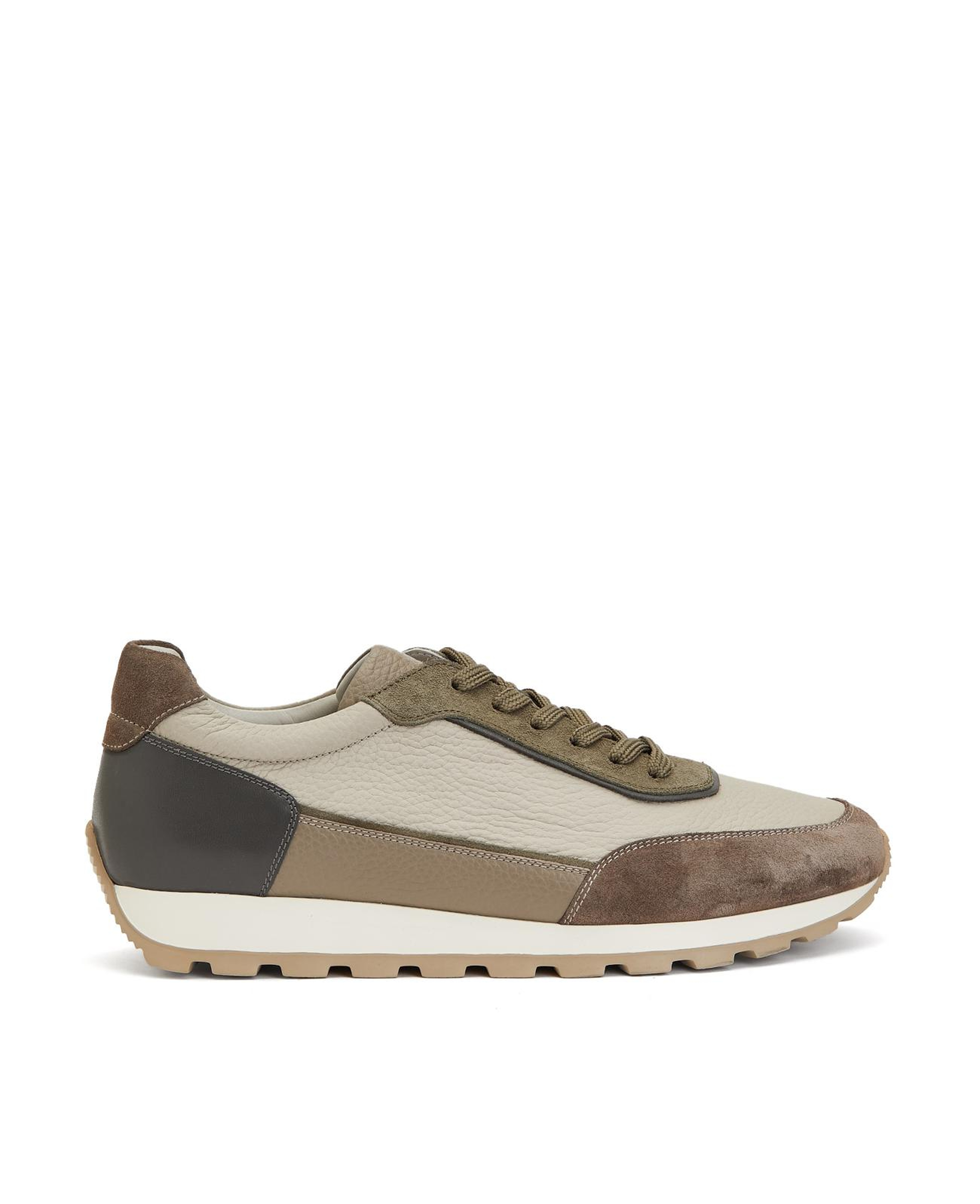 Divarese Erkek Ekru Haki Deri Sneaker