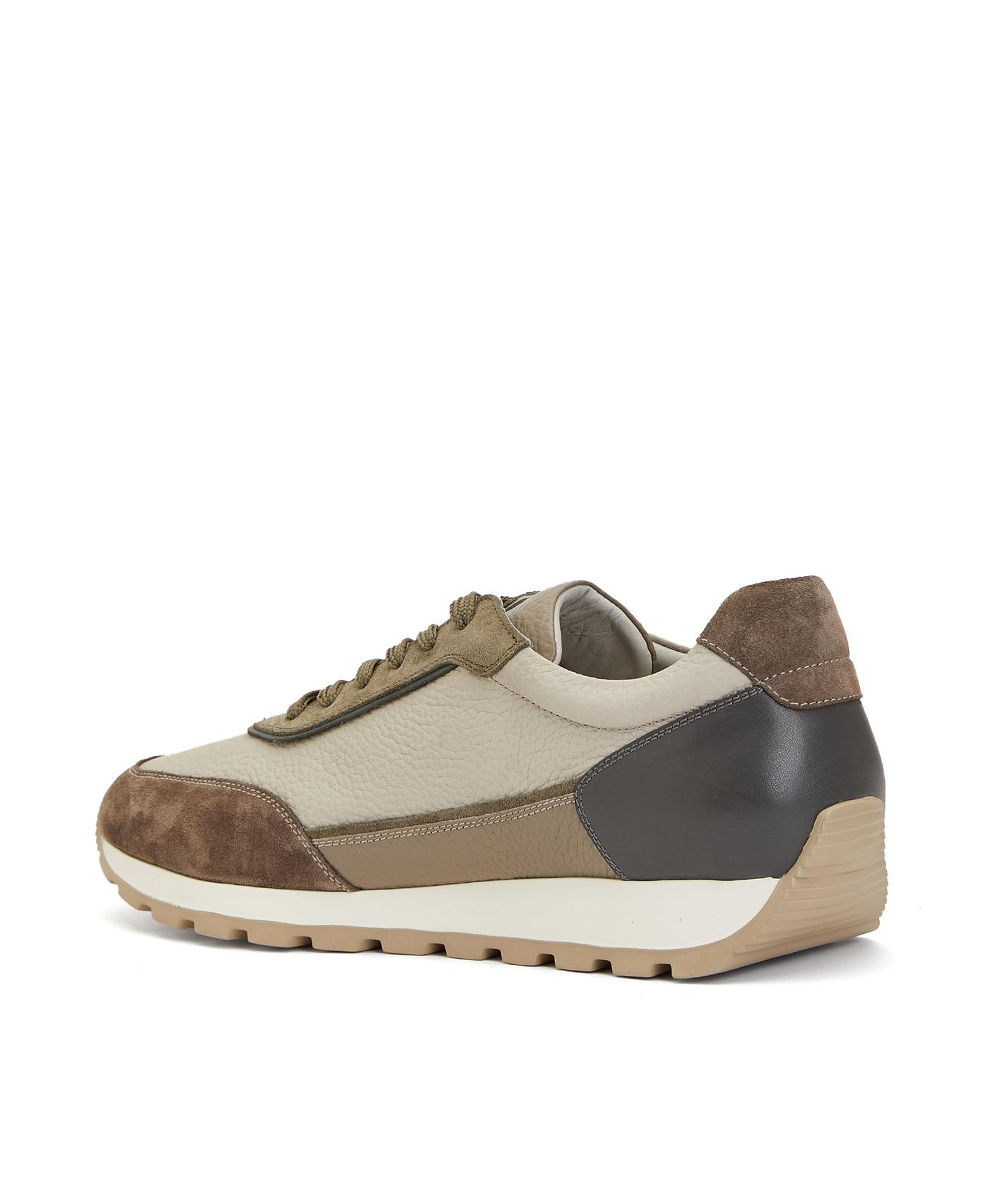 Divarese Erkek Ekru Haki Deri Sneaker