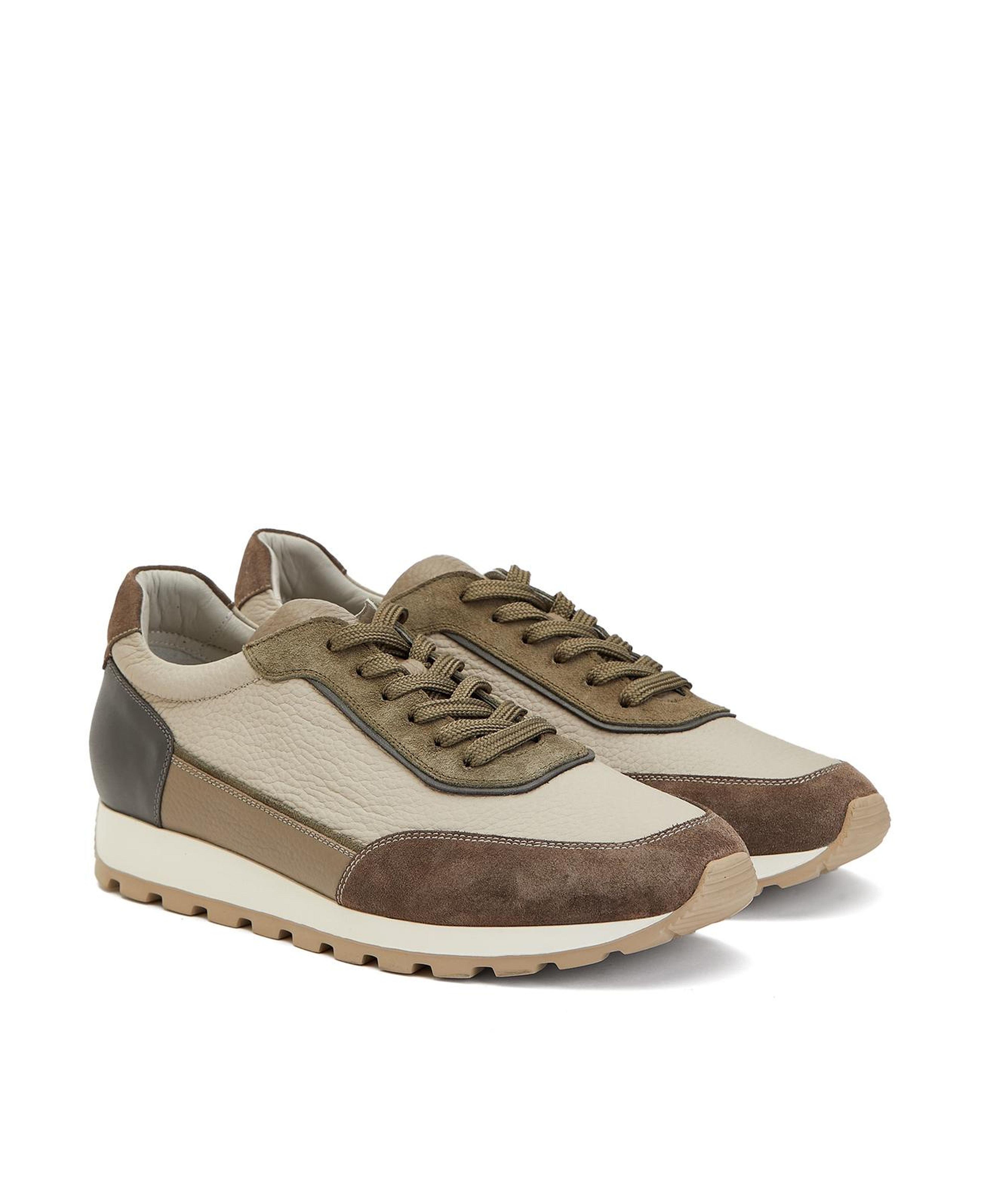 Divarese Erkek Ekru Haki Deri Sneaker