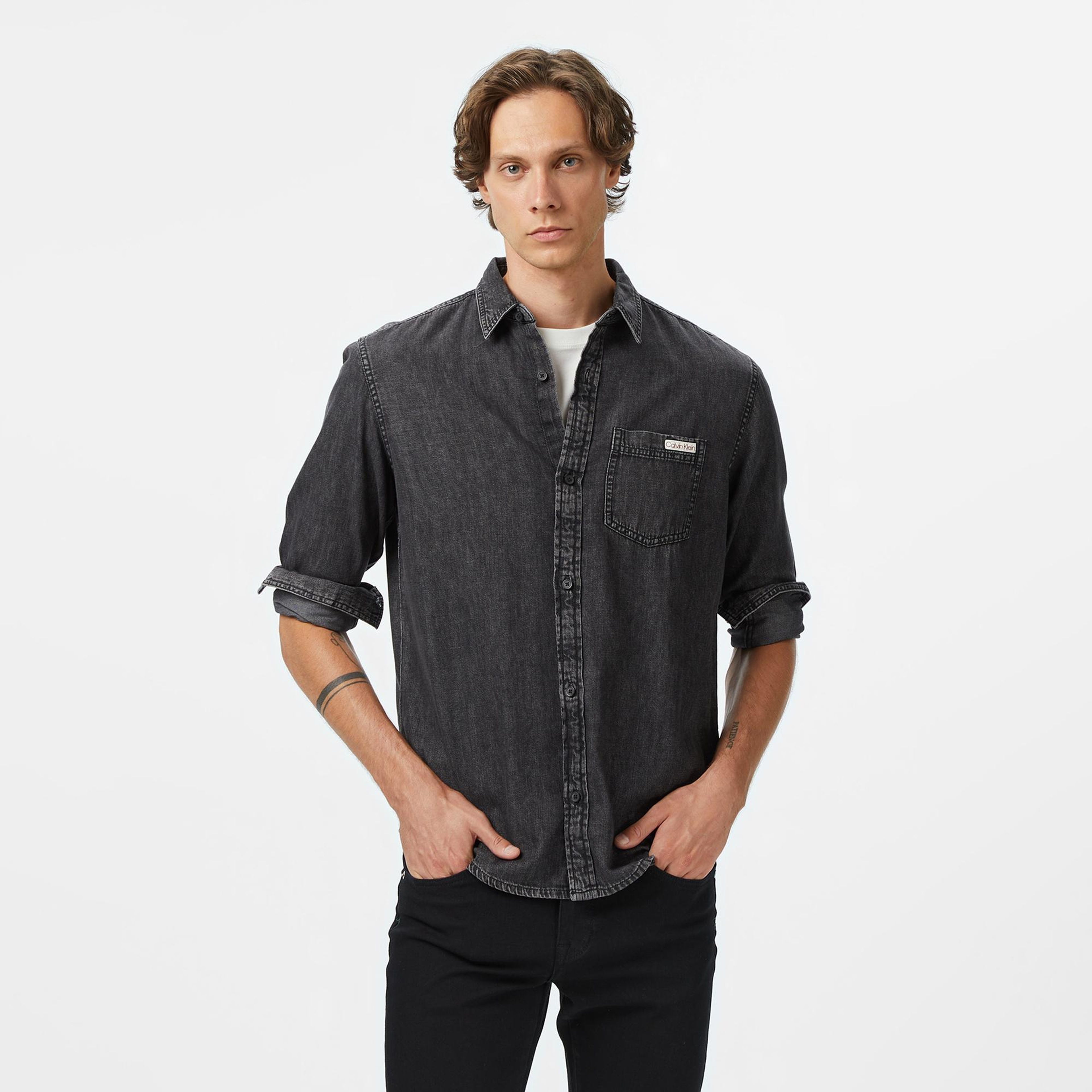 Calvin Klein Casual Classic Vail Denim Erkek Füme Gömlek