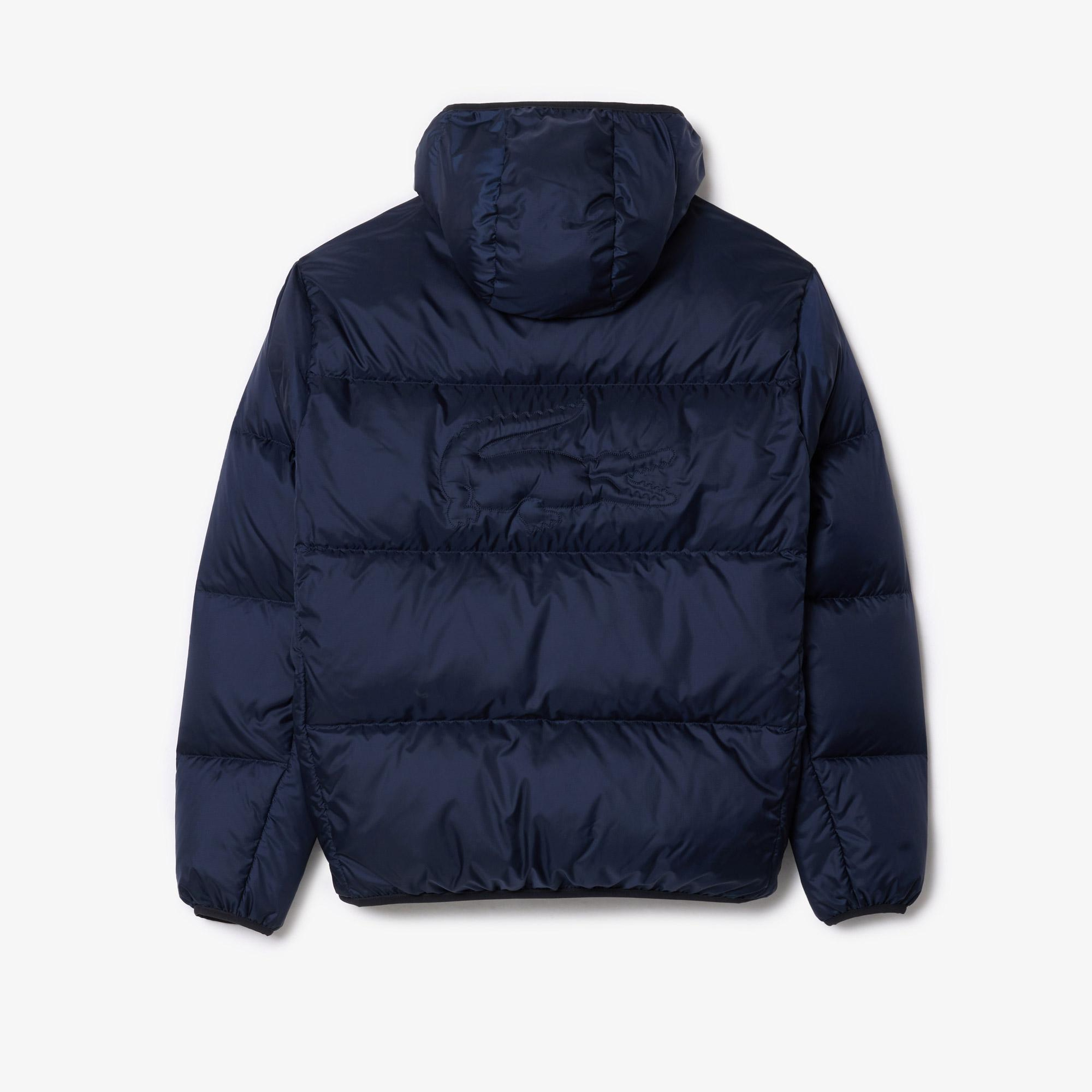 Erkek Relaxed Fit Kapüşonlu Lacivert Şişme Mont