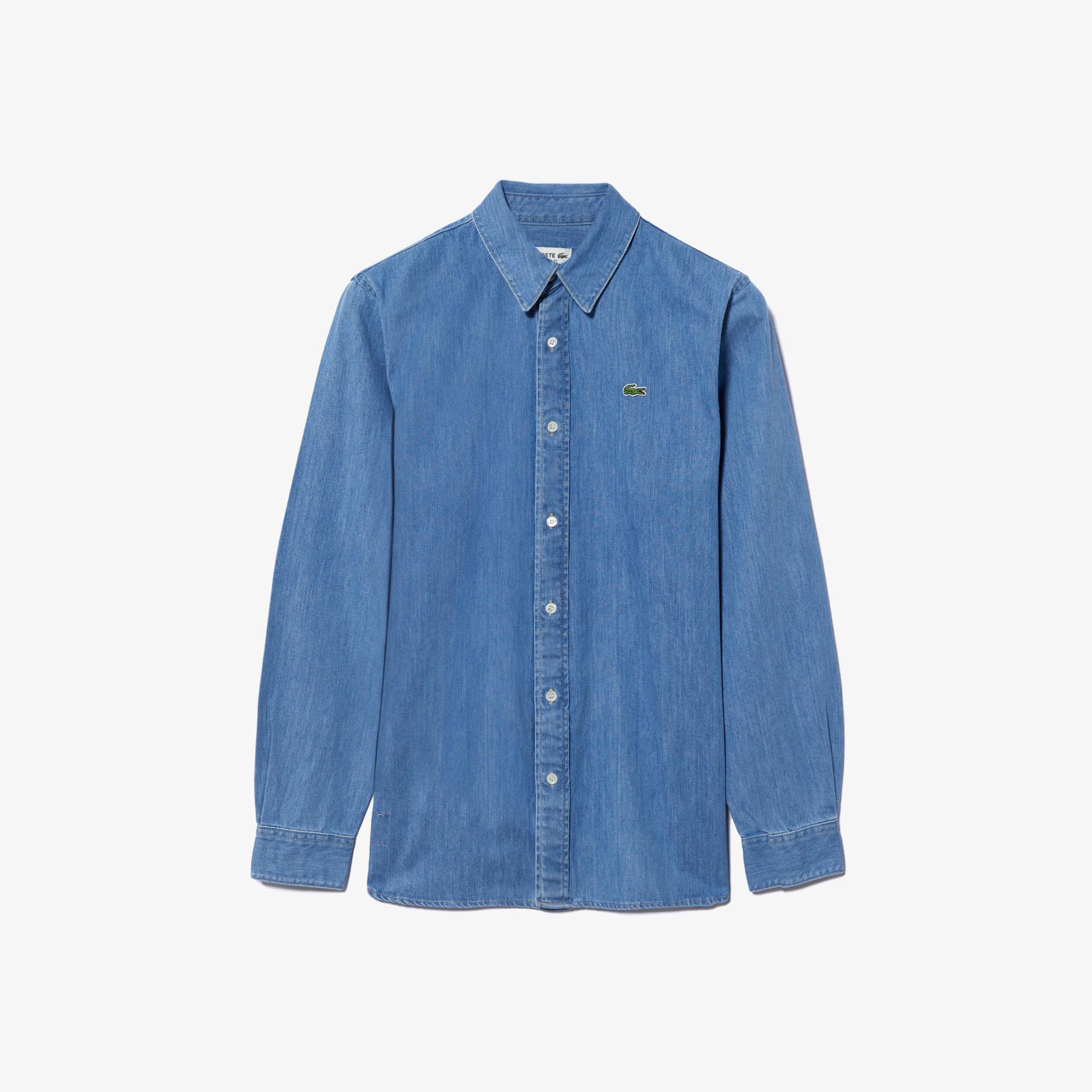 Erkek Regular Fit Denim Mavi Gömlek