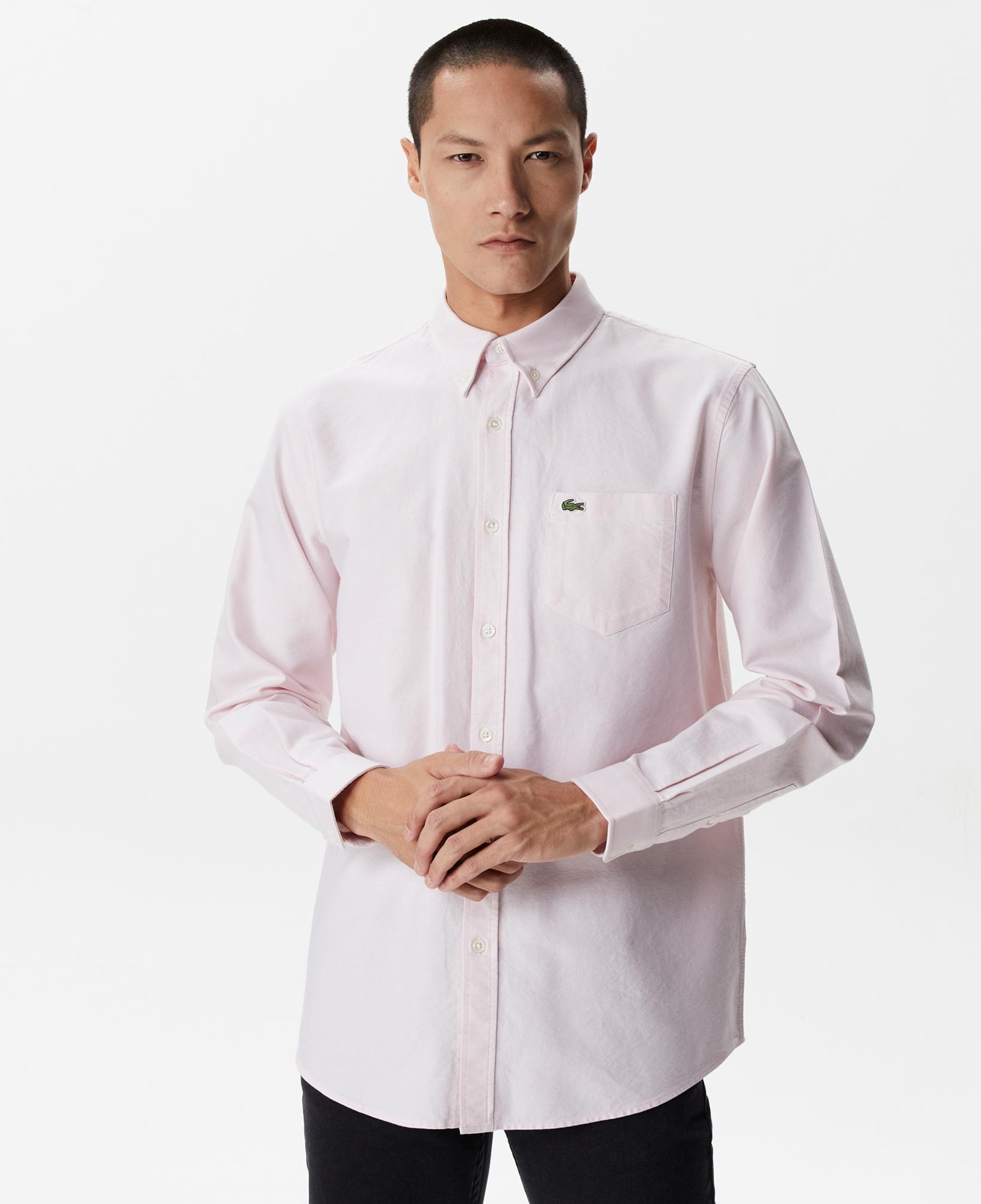 Erkek Regular Fit Düğmeli Yaka Pembe Gömlek