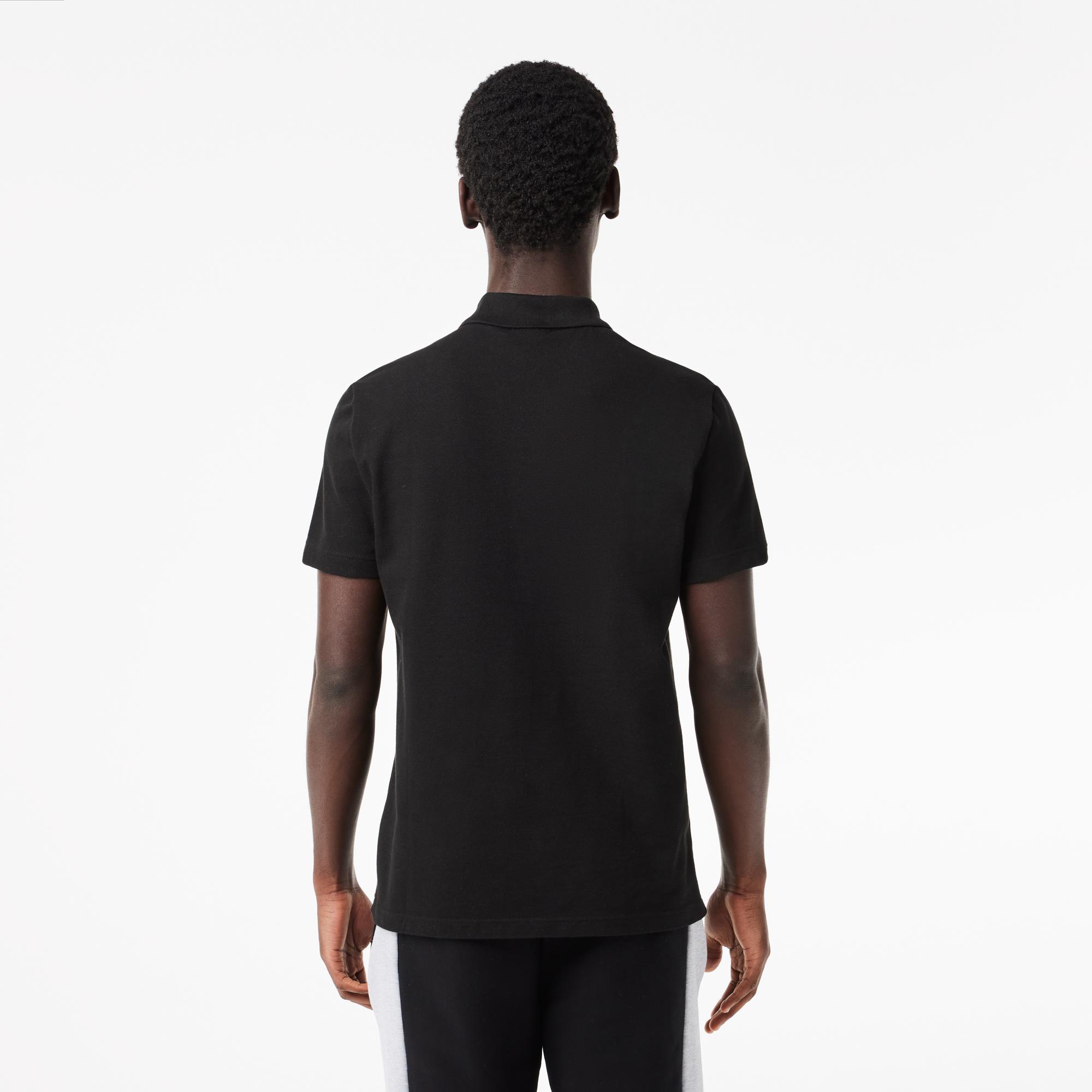 Erkek Regular Fit Renk Bloklu Siyah Polo