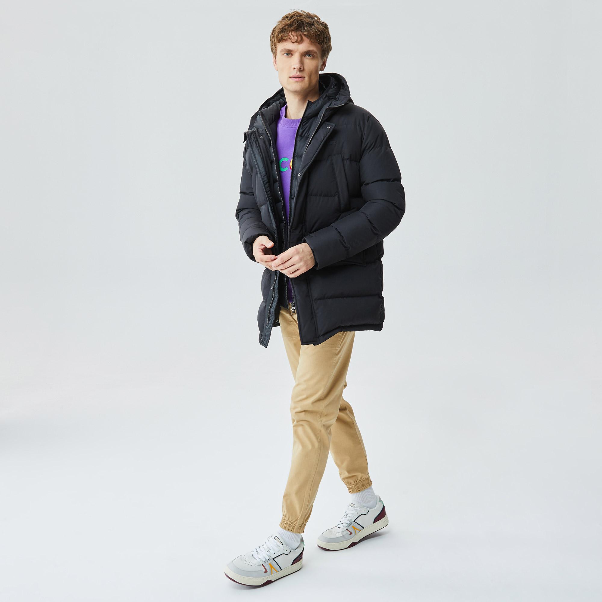 Lacoste Erkek Kapüşonlu Siyah Şişme Mont
