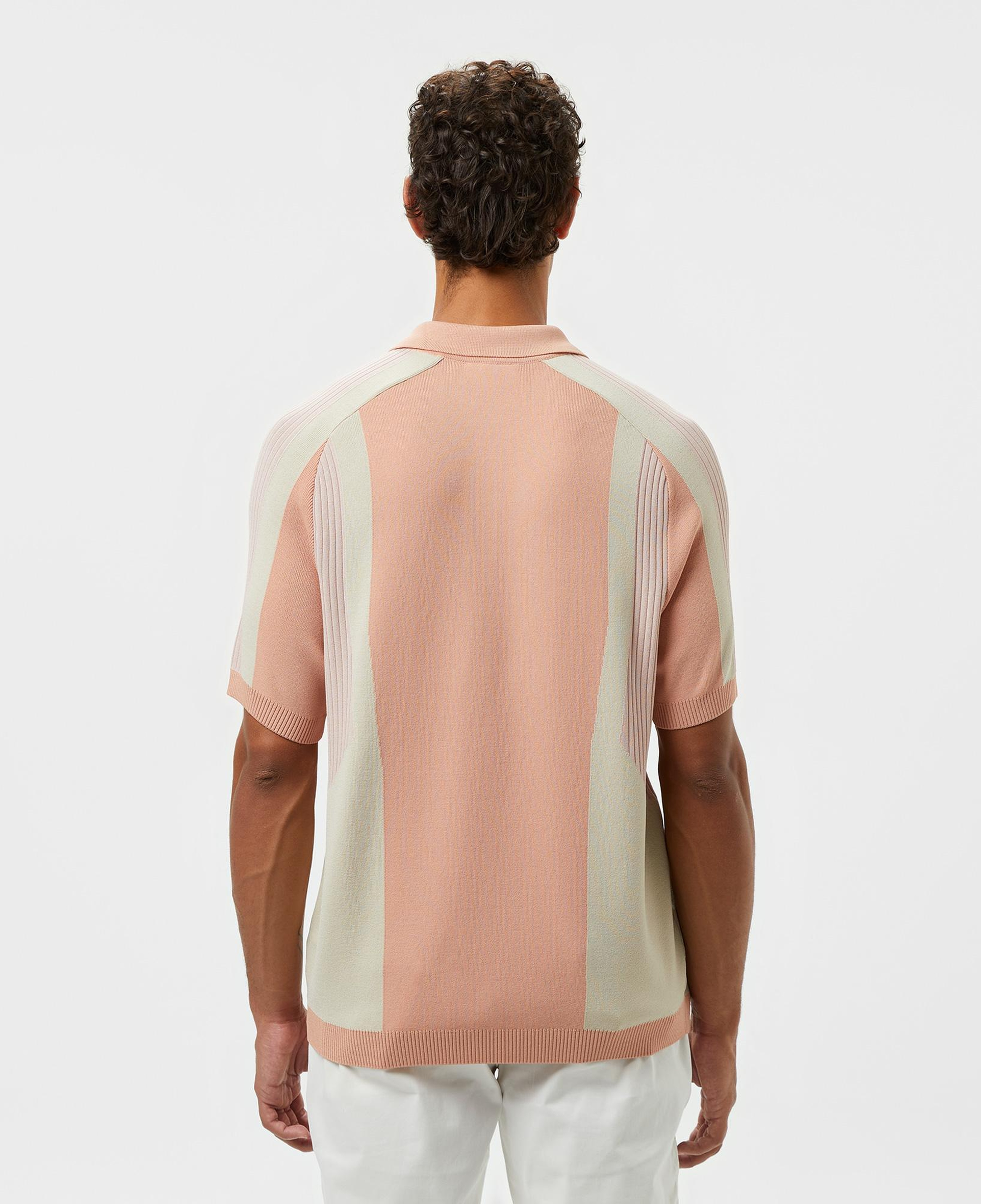 Erkek Regular Fit Kısa Kollu Polo Yaka Renk Bloklu Pembe Triko