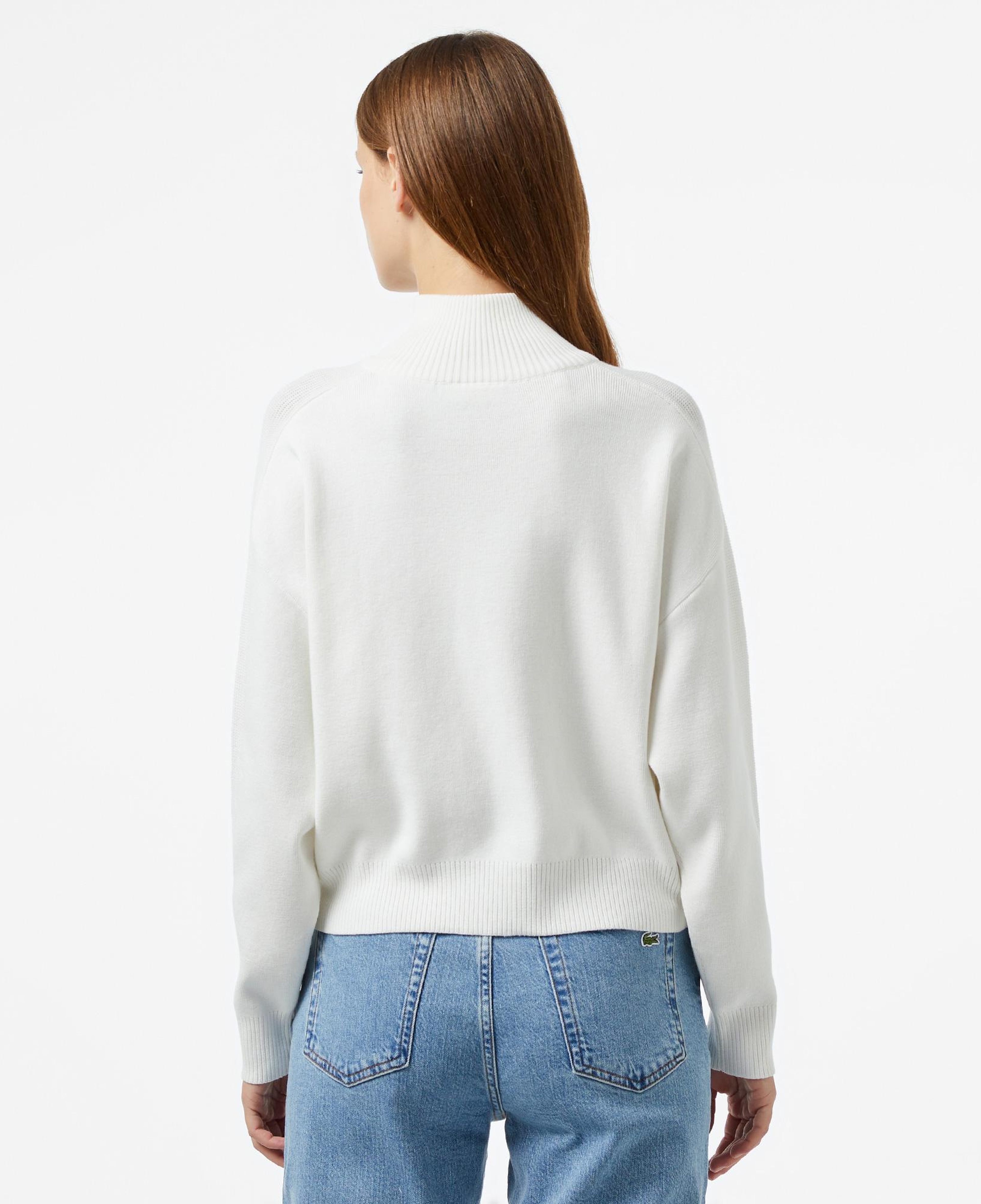 Kadın Relaxed Fit Yarım Fermuarlı Beyaz Triko