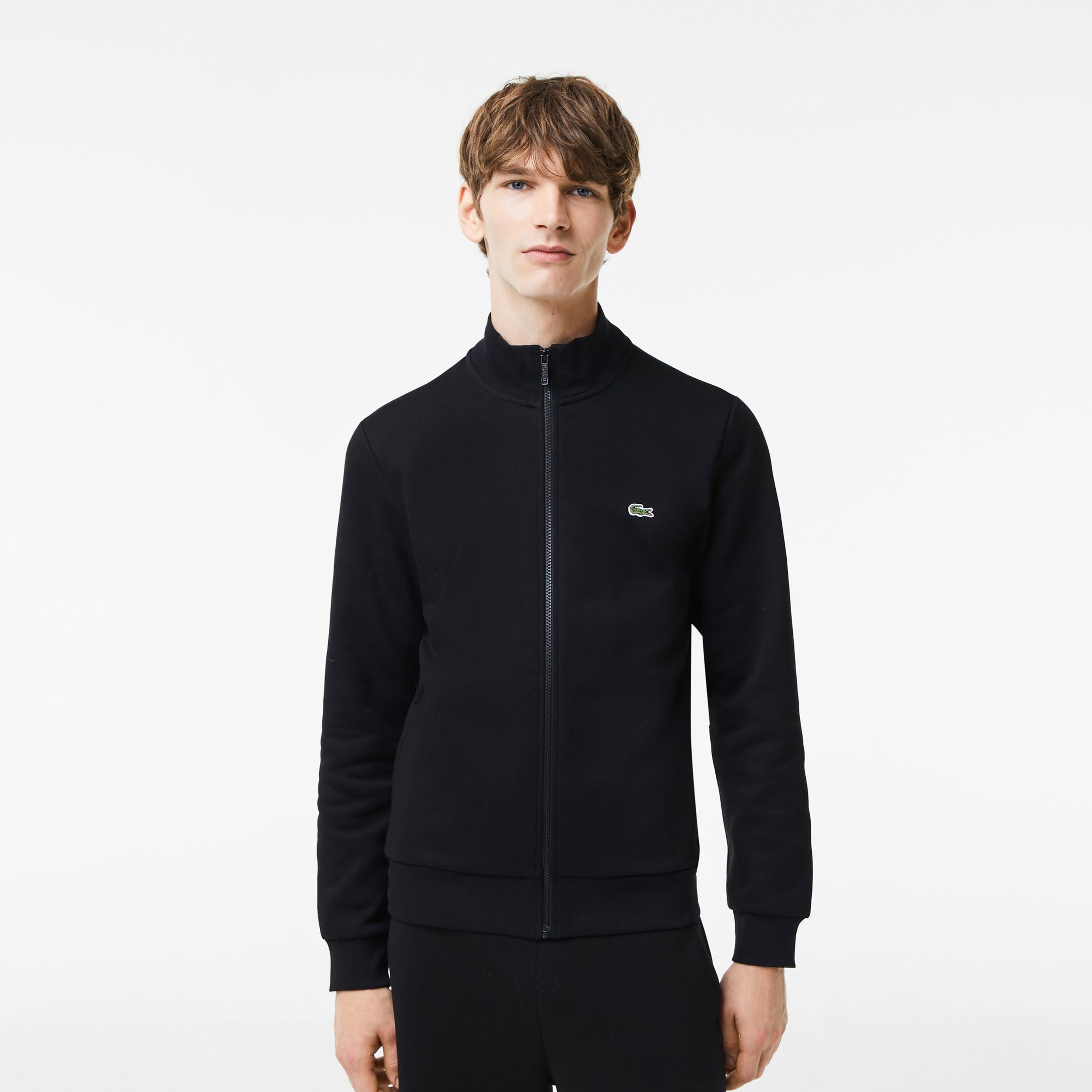 Erkek Regular Fit Fermuarlı Siyah Sweatshirt