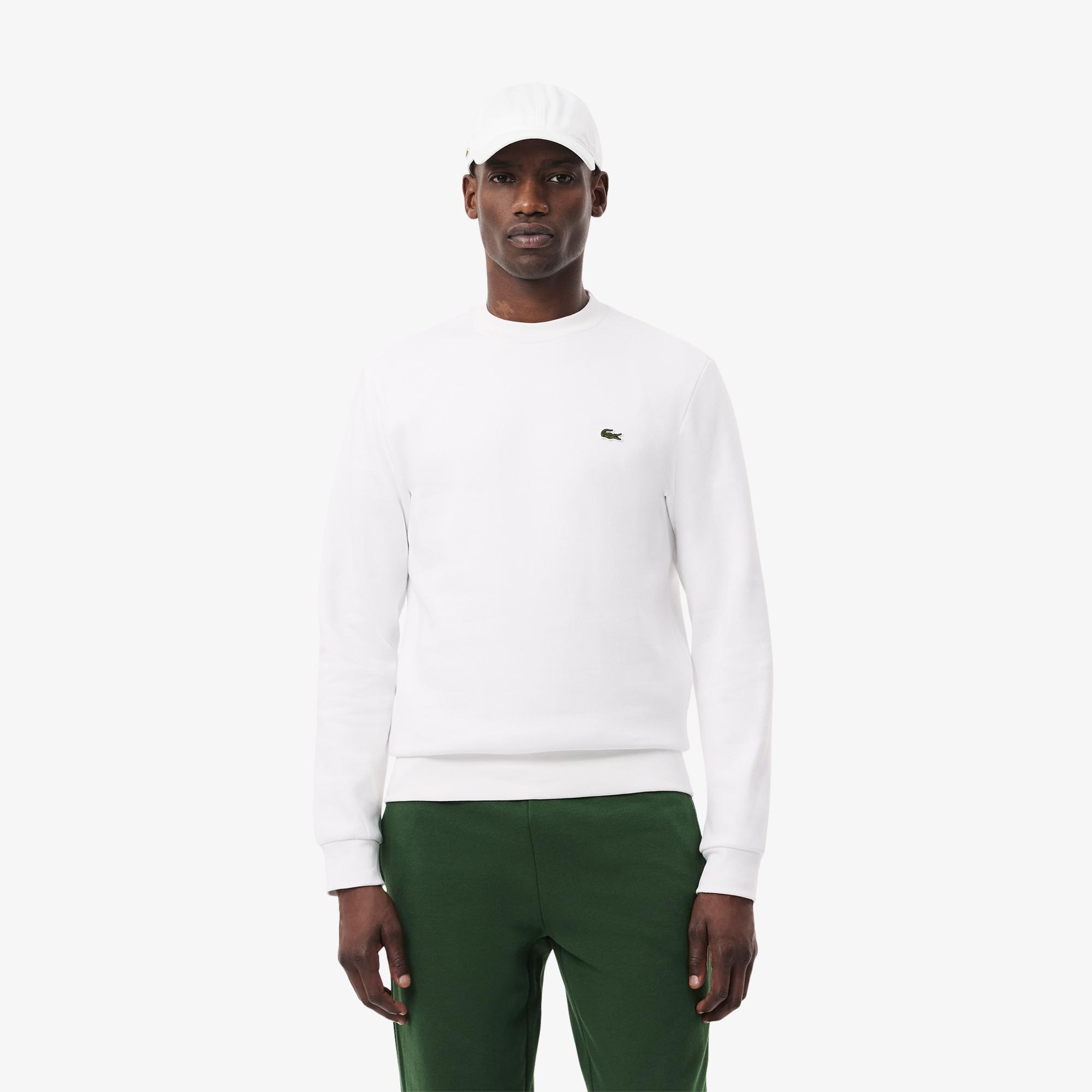 Erkek Classic Fit Bisiklet Yaka Organik Pamuk Beyaz Sweatshirt