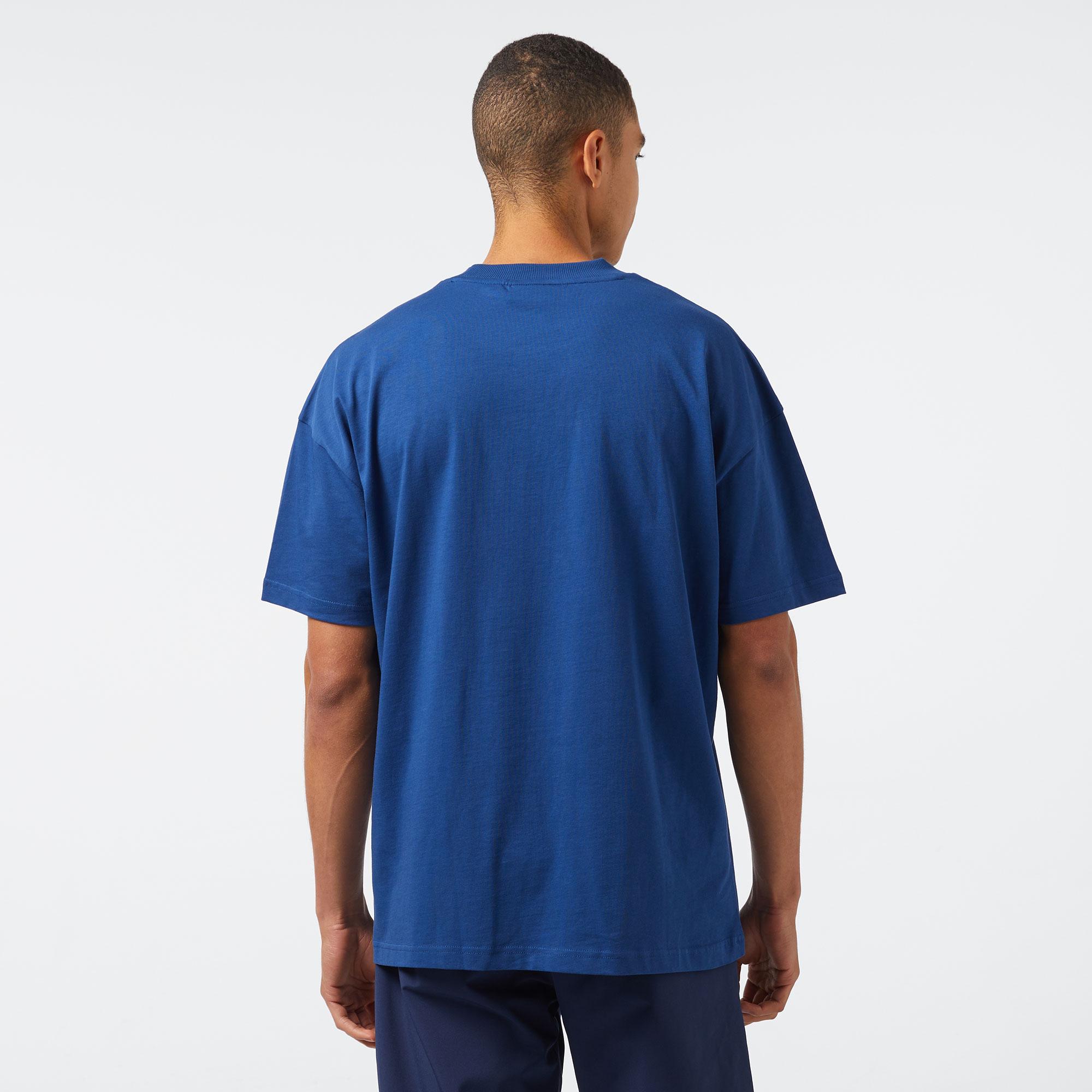 Erkek Relaxed Fit Bisiklet Yaka Baskılı Lacivert T-Shirt