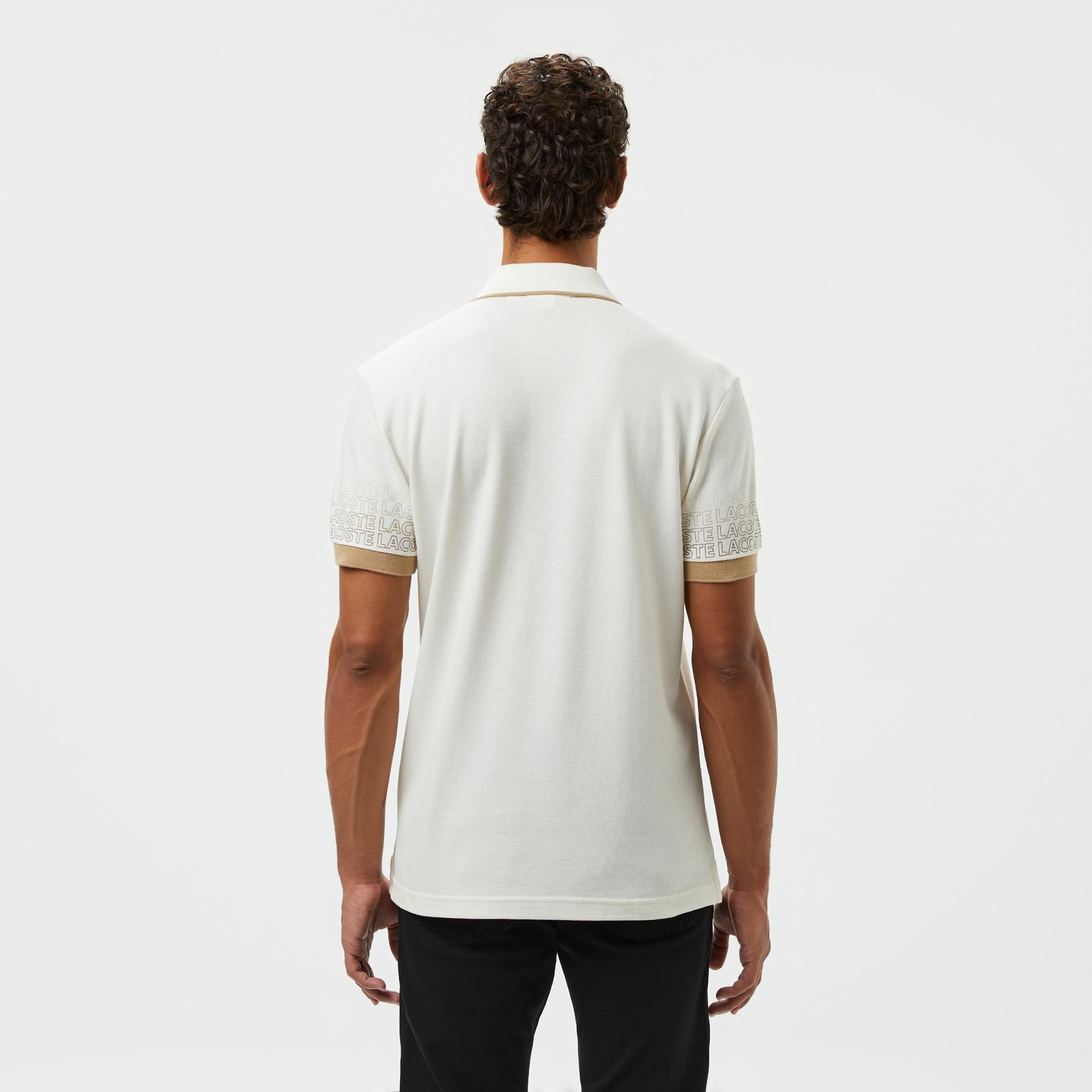 Lacoste Loose Fit Erkek Baskılı Beyaz Polo