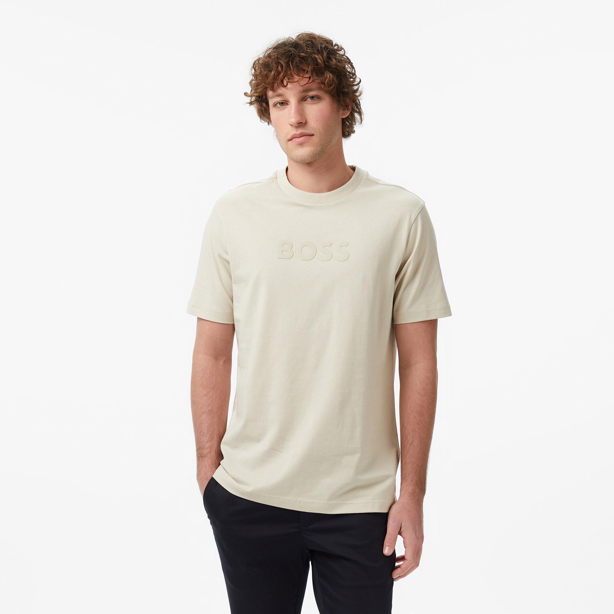 Boss TS Logo Erkek Bej T-Shirt
