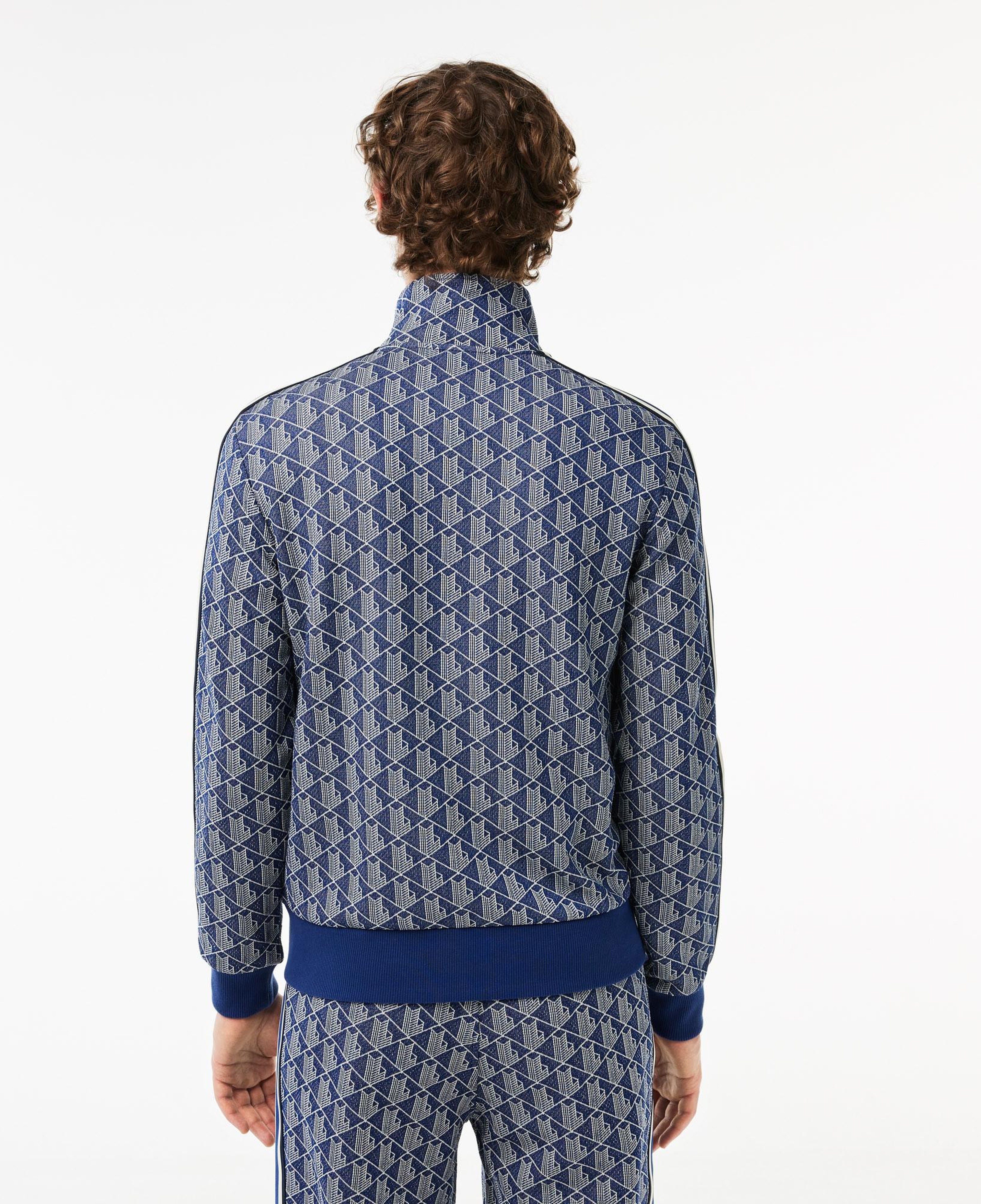 Erkek Regular Fit Fermuarlı Monogram Lacivert Sweatshirt