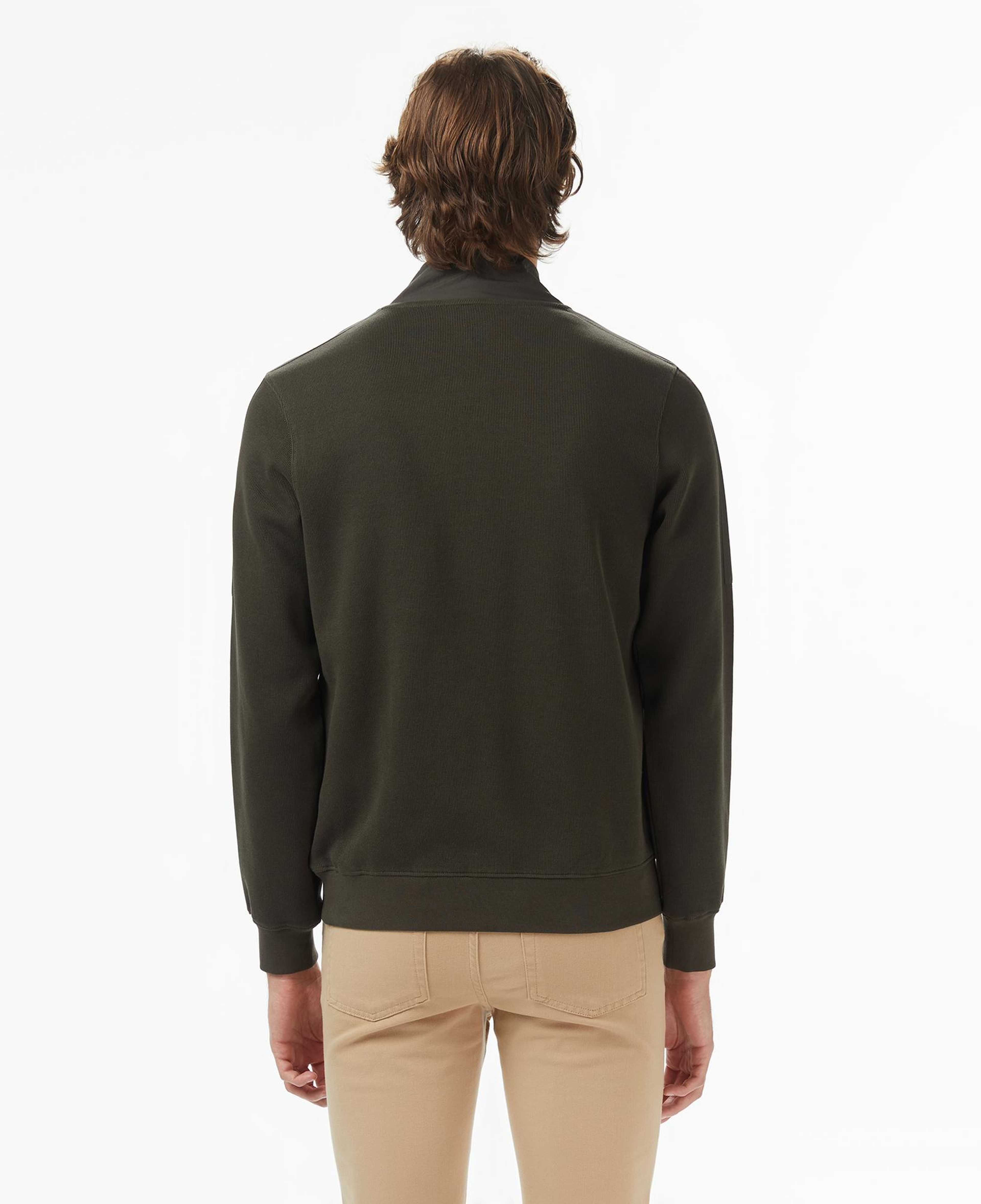 Erkek Classic Fit Yarım Fermuarlı Haki Sweatshirt