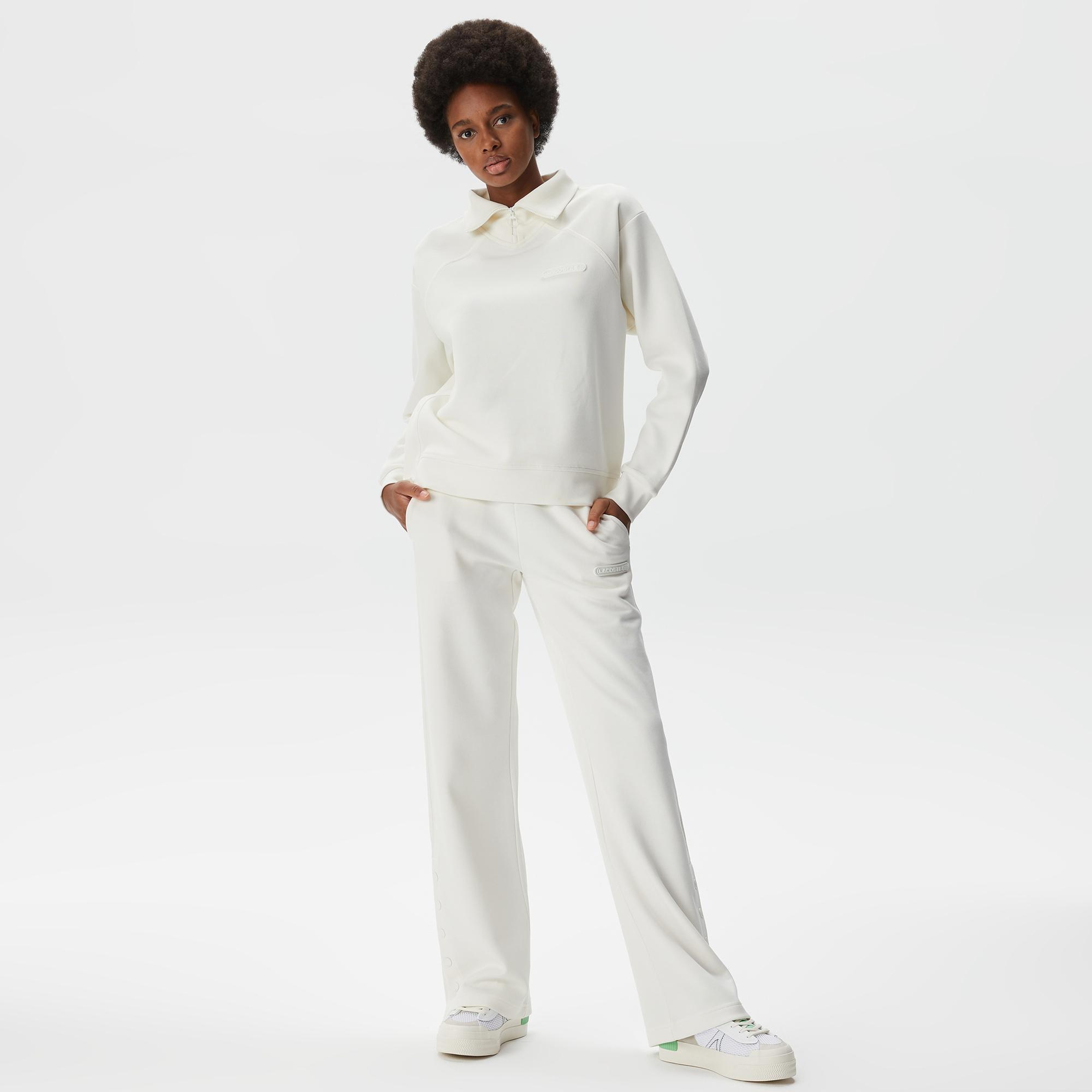 Lacoste Kadın Straight Fit Beyaz Eşofman Altı