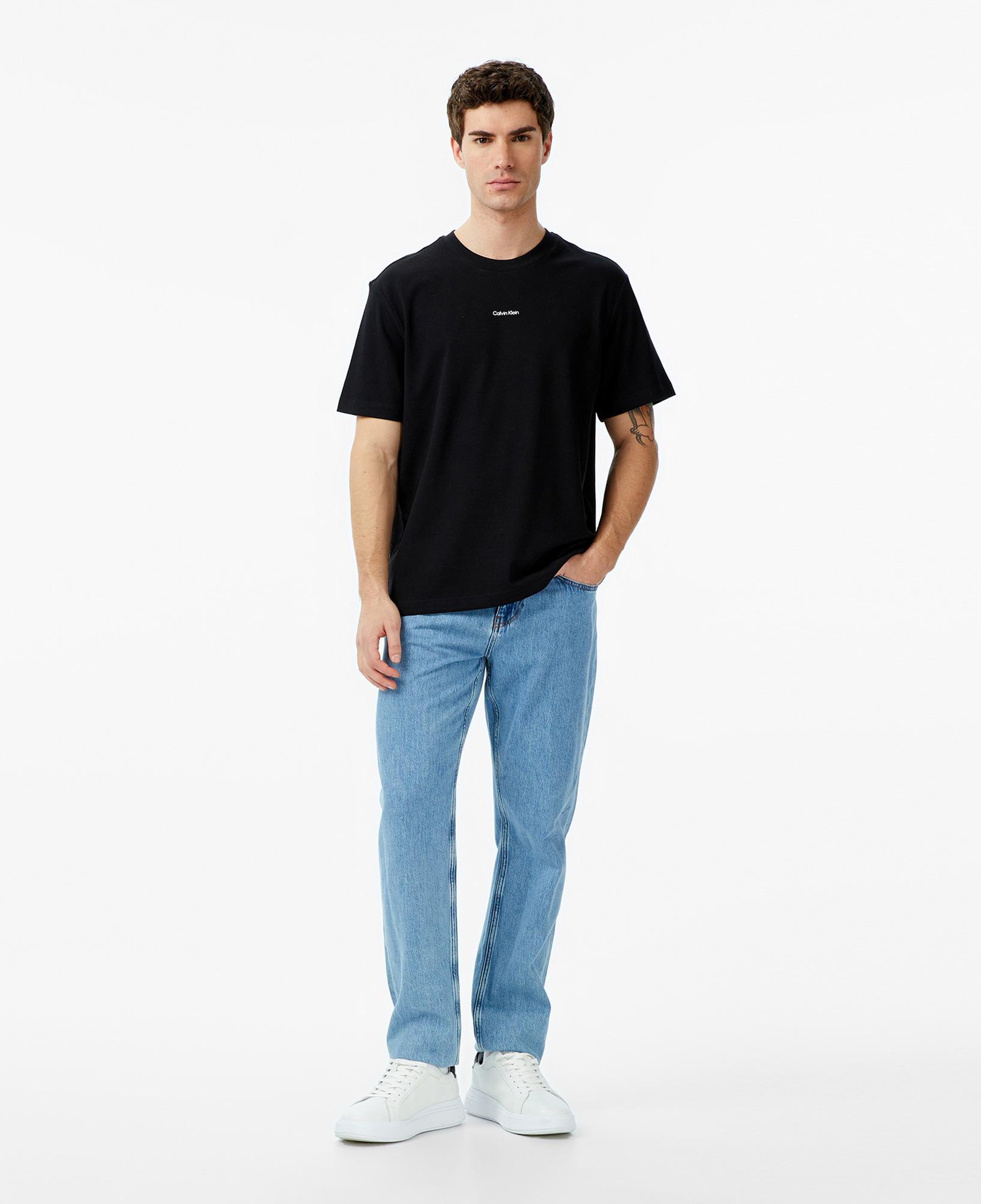 Calvin Klein Stretch Cotton Pique Nano Erkek Siyah T-Shirt